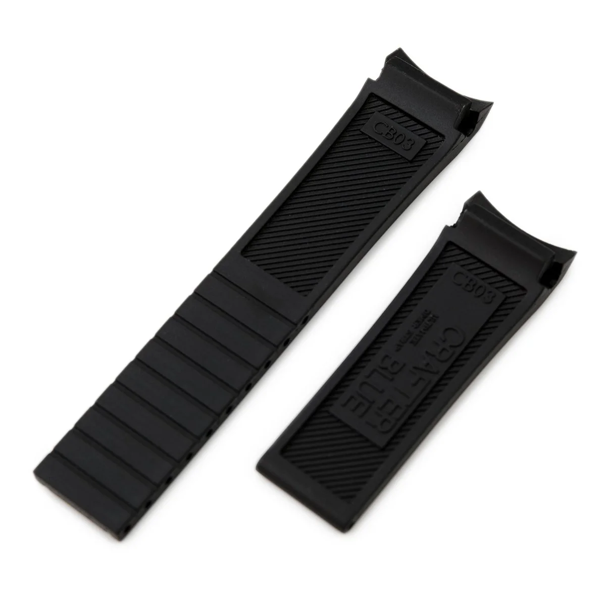 20mm Crafter Blue - Black Rubber Curved Lug Watch Band compatible with Seiko MM300 Prospex Marinemaster SBDX001 - Image 3