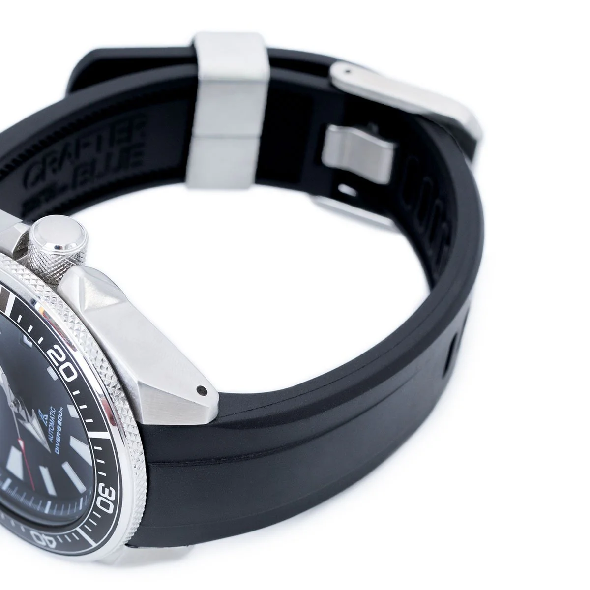Crafter Blue 22mm Black Rubber Strap for Seiko Samurai SRPB51 SRPB09 SRPB53 - Image 5