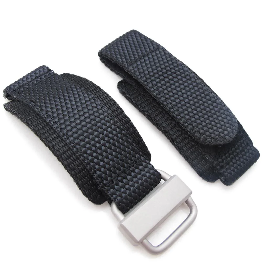 20mm or 22mm MiLTAT Honeycomb Black Nylon Hoop and loop Fastener Watch Strap Sandblasted Stainless Buckle, XL - Image 4