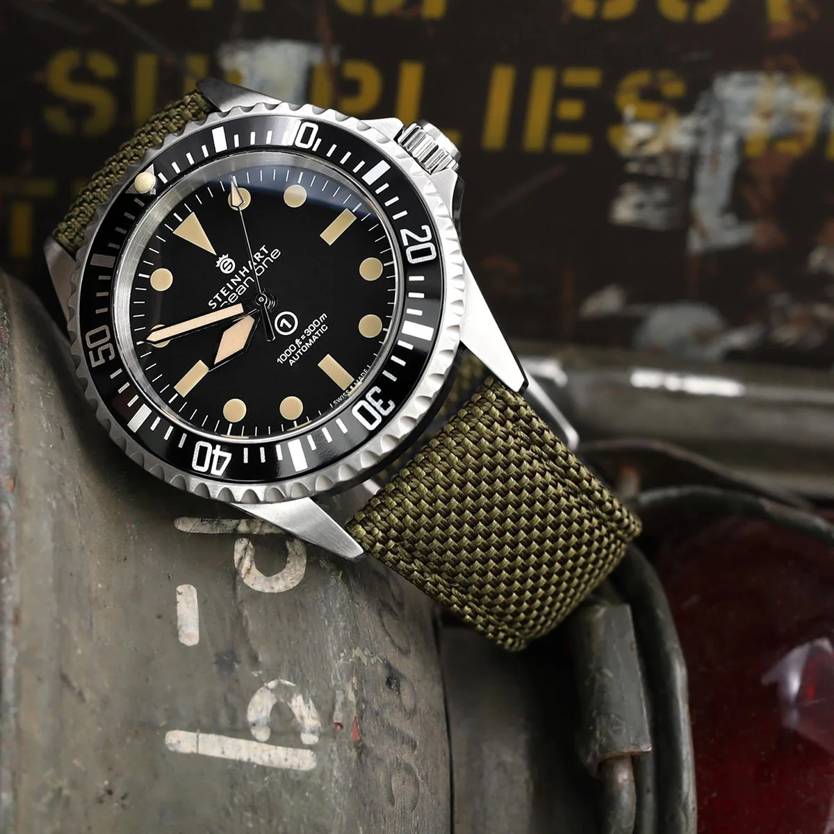 20mm, 21mm or 22mm Strong Texture Woven Nylon Military Green Watch Strap, Brushed - Image 4