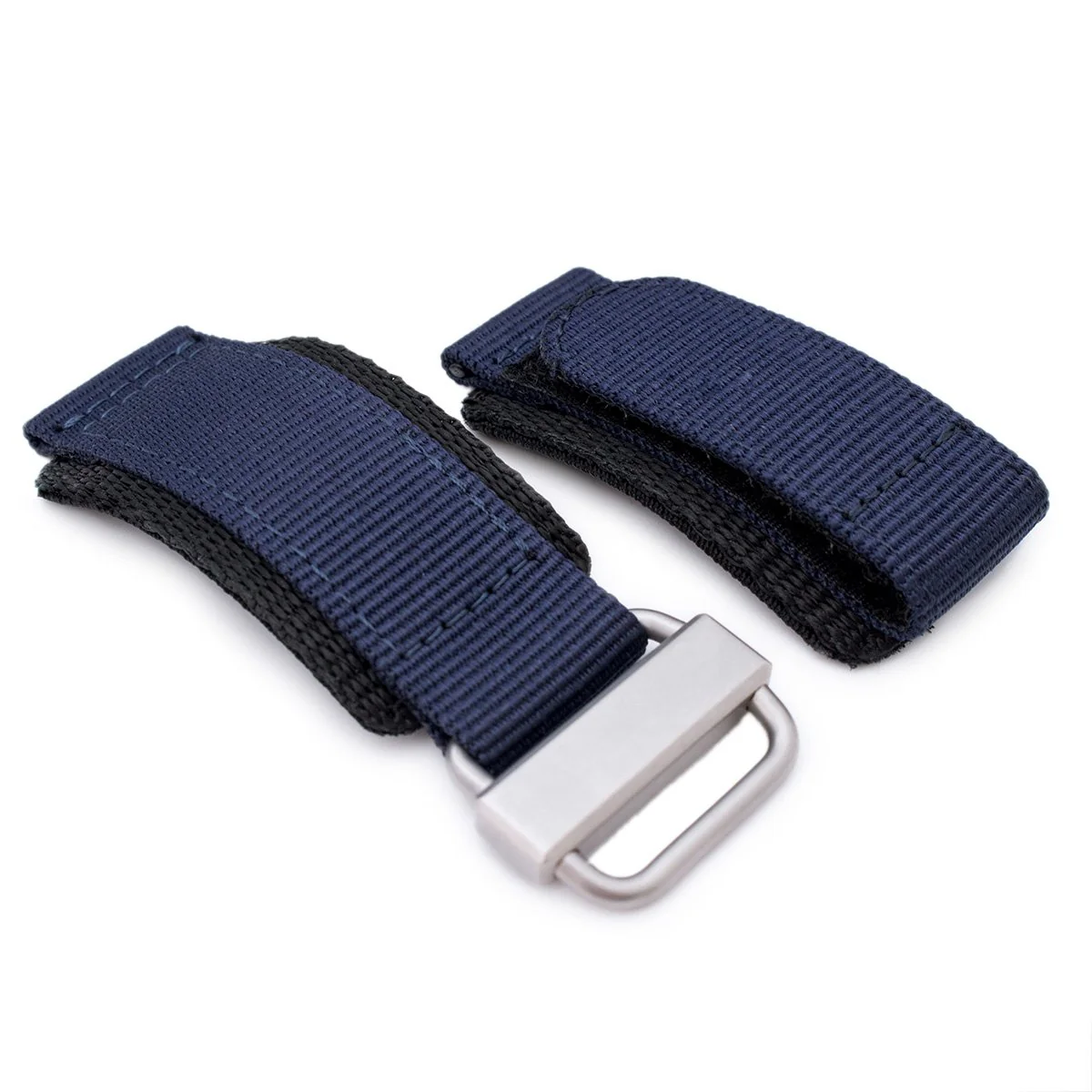 22mm MiLTAT Navy Blue Nylon Hoop and loop Fastener Watch Strap, Brushed Stainless Buckle - Image 6