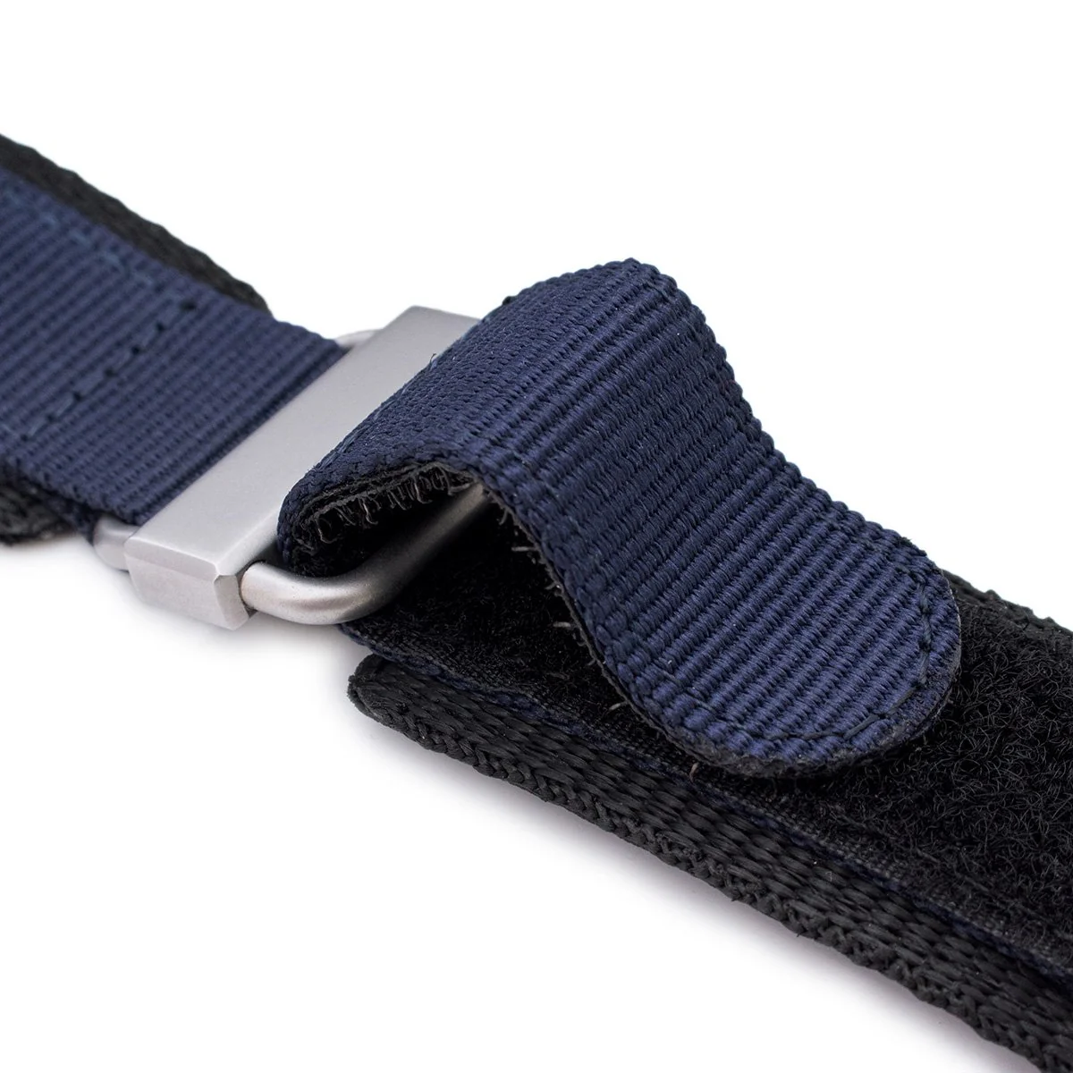 22mm MiLTAT Navy Blue Nylon Hoop and loop Fastener Watch Strap, Brushed Stainless Buckle - Image 7