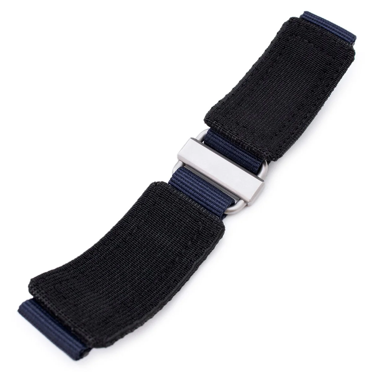 22mm MiLTAT Navy Blue Nylon Hoop and loop Fastener Watch Strap, Brushed Stainless Buckle - Image 8