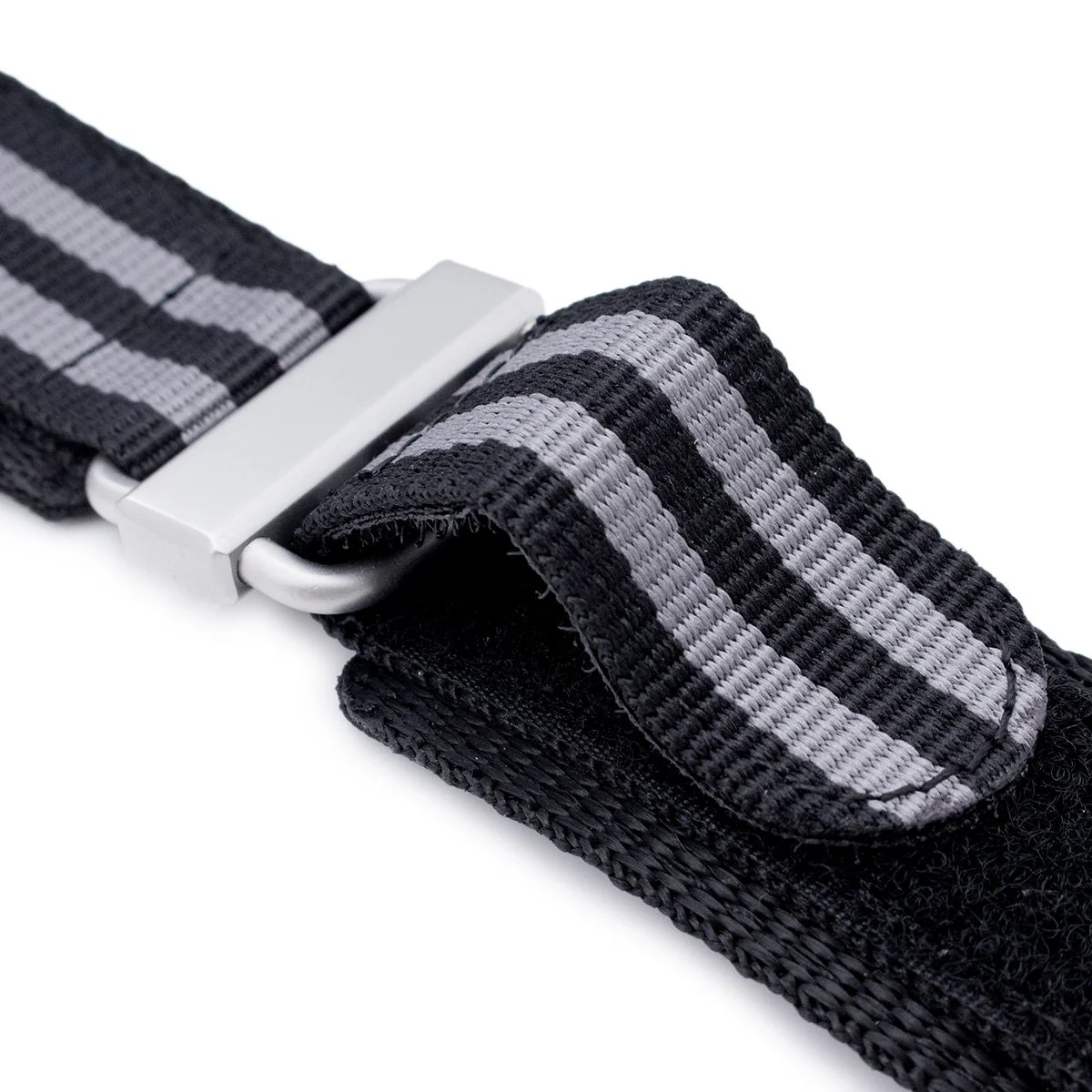 22mm MiLTAT Black & Grey NyJBB Nylon Hoop and loop Fastener Watch Strap, Sandblasted Buckle - Image 6