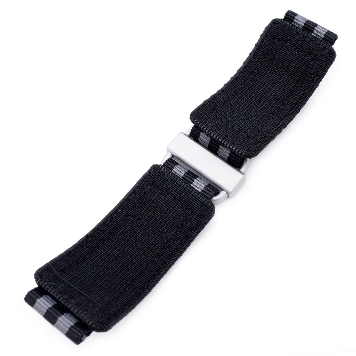 22mm MiLTAT Black & Grey NyJBB Nylon Hoop and loop Fastener Watch Strap, Sandblasted Buckle - Image 7