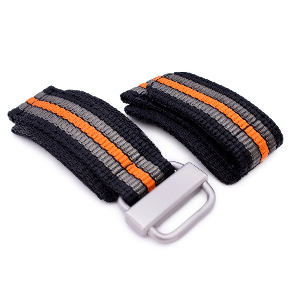 22mm MiLTAT Black, Khaki & Orange Stripes 3-D Nylon Hoop and loop Fastener Watch Strap, Sandblasted Buckle - Image 5