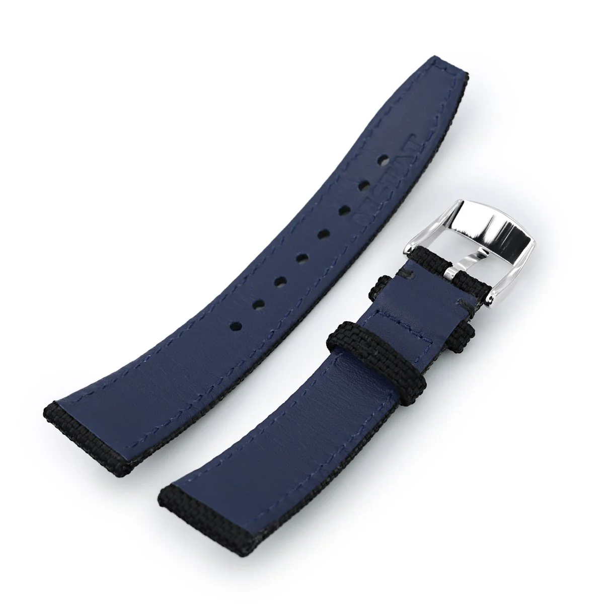 20mm, 21mm or 22mm Strong Texture Woven Nylon Black Watch Strap, Polished - Image 4