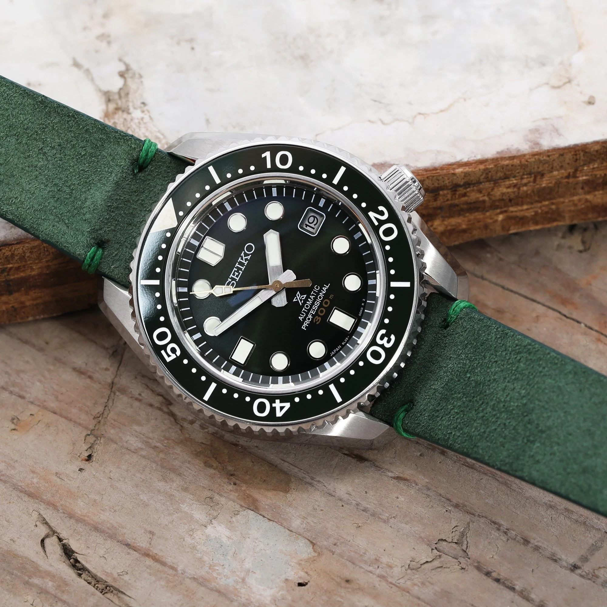 20mm Emerald Green Quick Release Italian Suede Leather Watch Strap, Green St. - Image 3