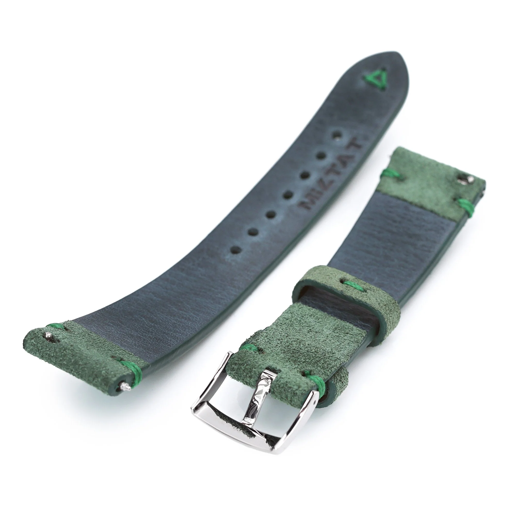 20mm Emerald Green Quick Release Italian Suede Leather Watch Strap, Green St. - Image 5