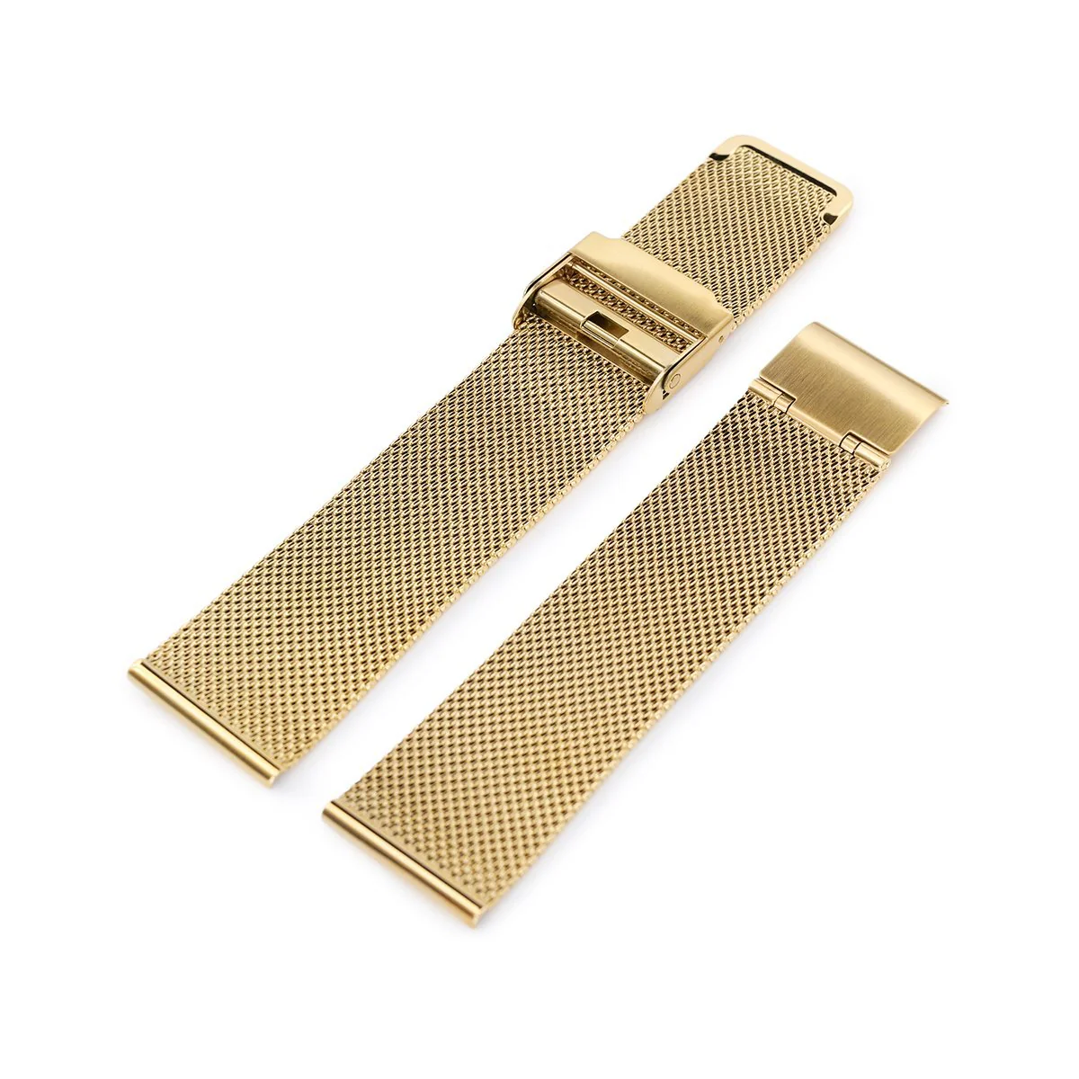 18mm, 20mm or 22mm Classic Vintage Knitted Superfine Wire Mesh Band, Polished IP Gold - Image 6