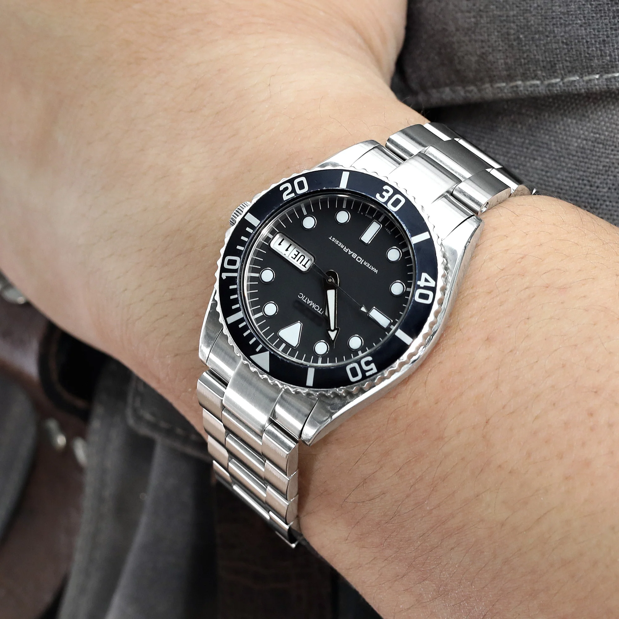 20mm Super-O Boyer Watch Band compatible with Seiko SKX023 Mid-size Diver, Diver Clasp Brushed - Image 4