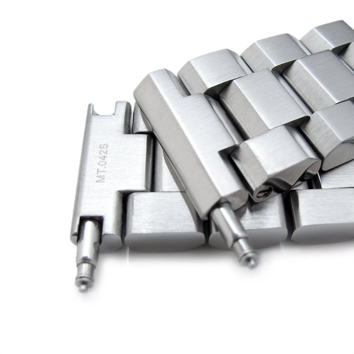 20mm Hexad Watch Band Straight End Lug, 316L Stainless Steel Brushed Diver Clasp - Image 6