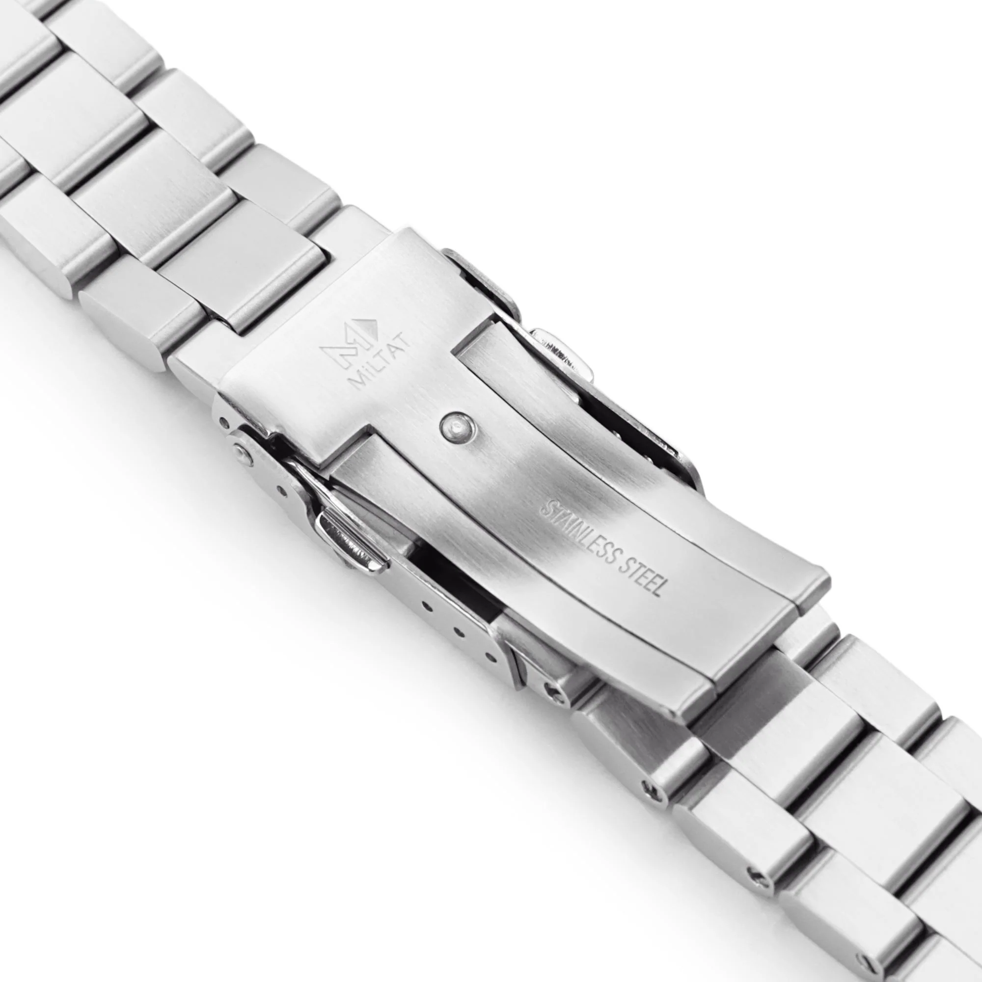 20mm Hexad Watch Band Straight End Lug, 316L Stainless Steel Brushed Diver Clasp - Image 8