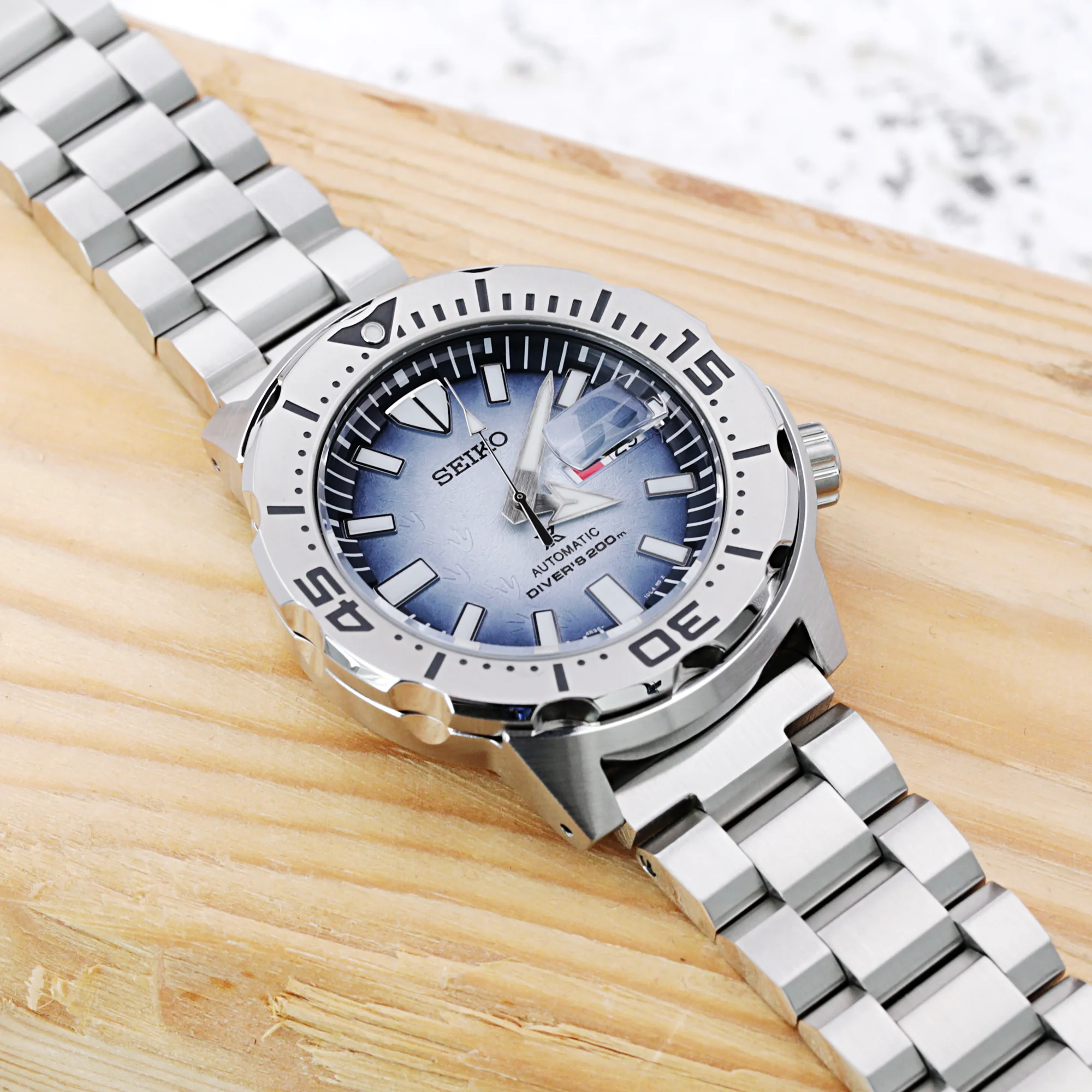 20mm Hexad Watch Band Straight Lug, 316L Stainless Steel Wetsuit Ratchet Buckle Brushed - Image 3