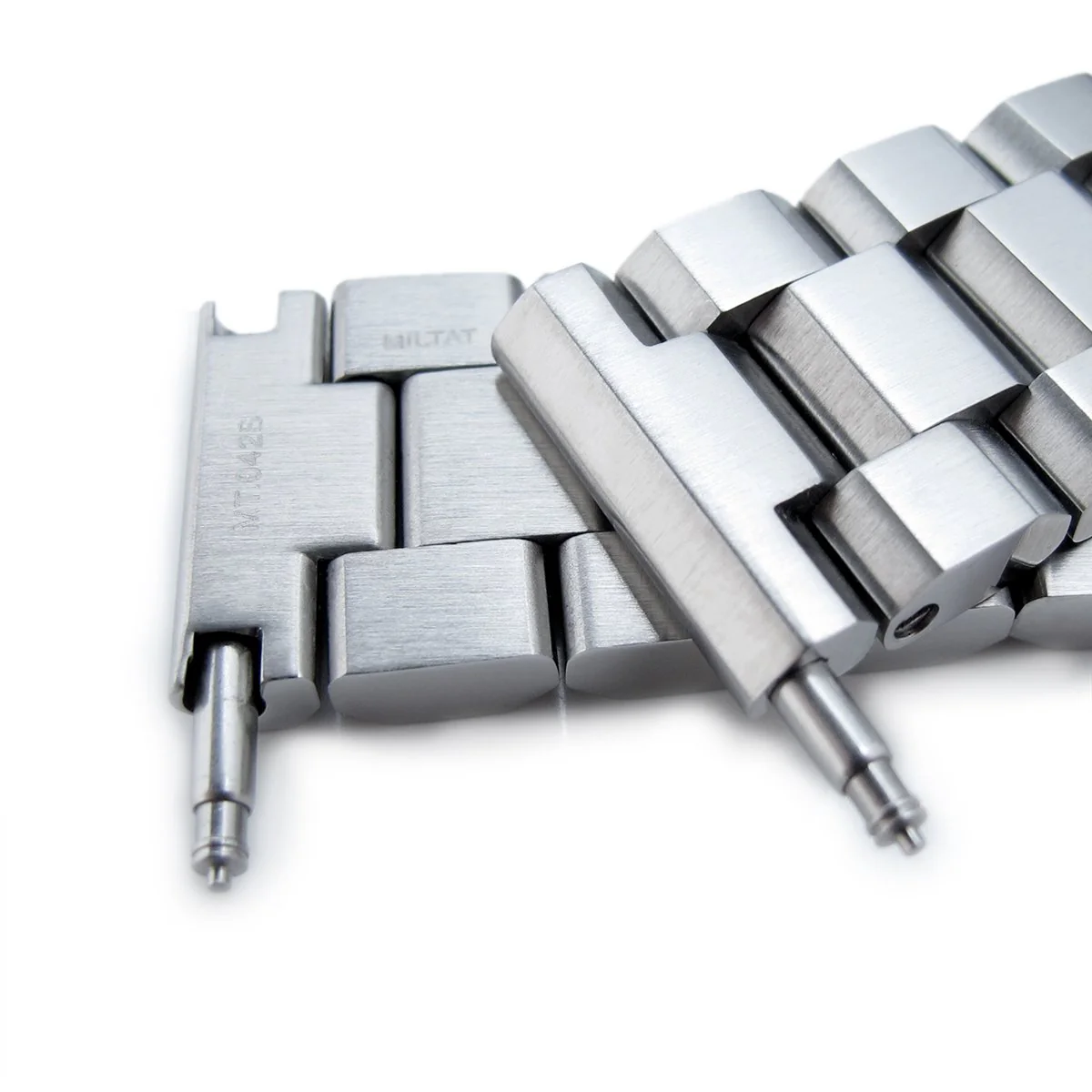 20mm Hexad Watch Band Straight Lug, 316L Stainless Steel Wetsuit Ratchet Buckle Brushed - Image 5