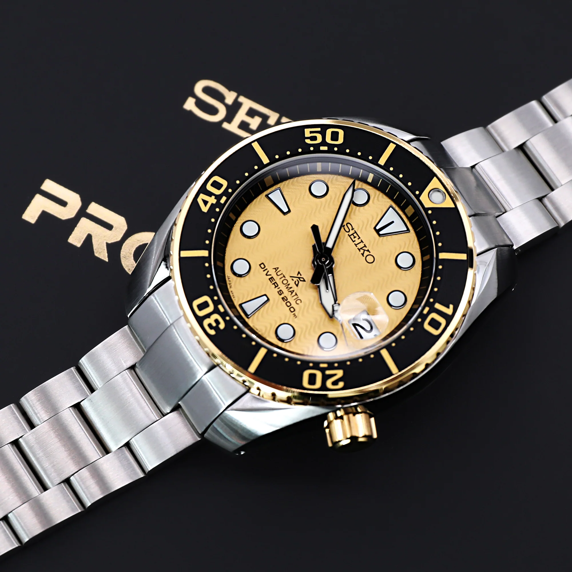 20mm Super-O Boyer Watch Band for Seiko Sumo SBDC001 SBDC031 SBDC081, Stainless Steel - Brushed, V Diver Clasp - Image 3