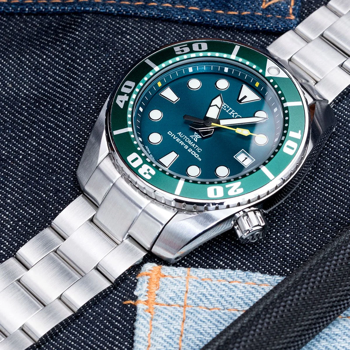 20mm Super-O Boyer Watch Band for Seiko Sumo SBDC001 SBDC031 SBDC081, Stainless Steel - Brushed, V Diver Clasp - Image 4