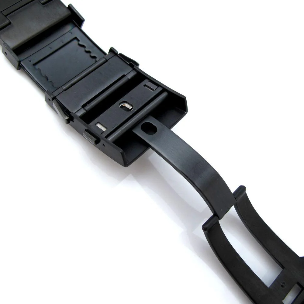 24mm Bandoleer Solid Replacement Watch Band for Panerai 44mm, 316L stainless Steel PVD Black - Image 3