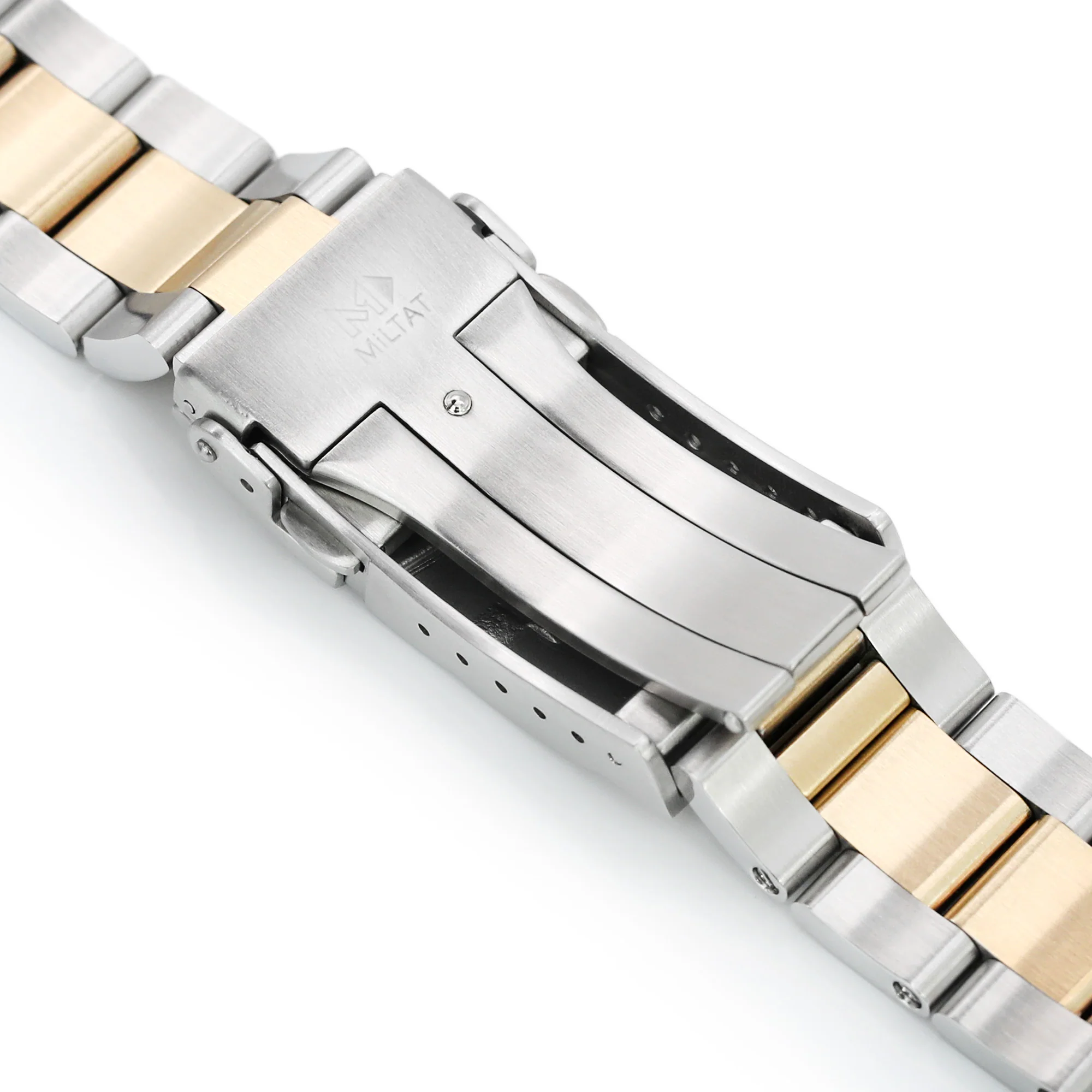 20mm Super-O Boyer Watch Band compatible with Seiko Alpinist SARB017, Two Tone IP Gold Solid SUB Clasp - Image 10