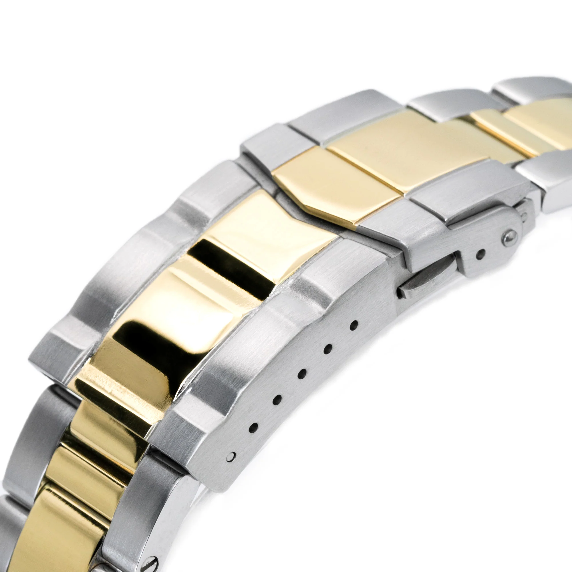 20mm Super-O Boyer Watch Band compatible with Seiko Alpinist SARB017, Two Tone IP Gold Solid SUB Clasp - Image 7