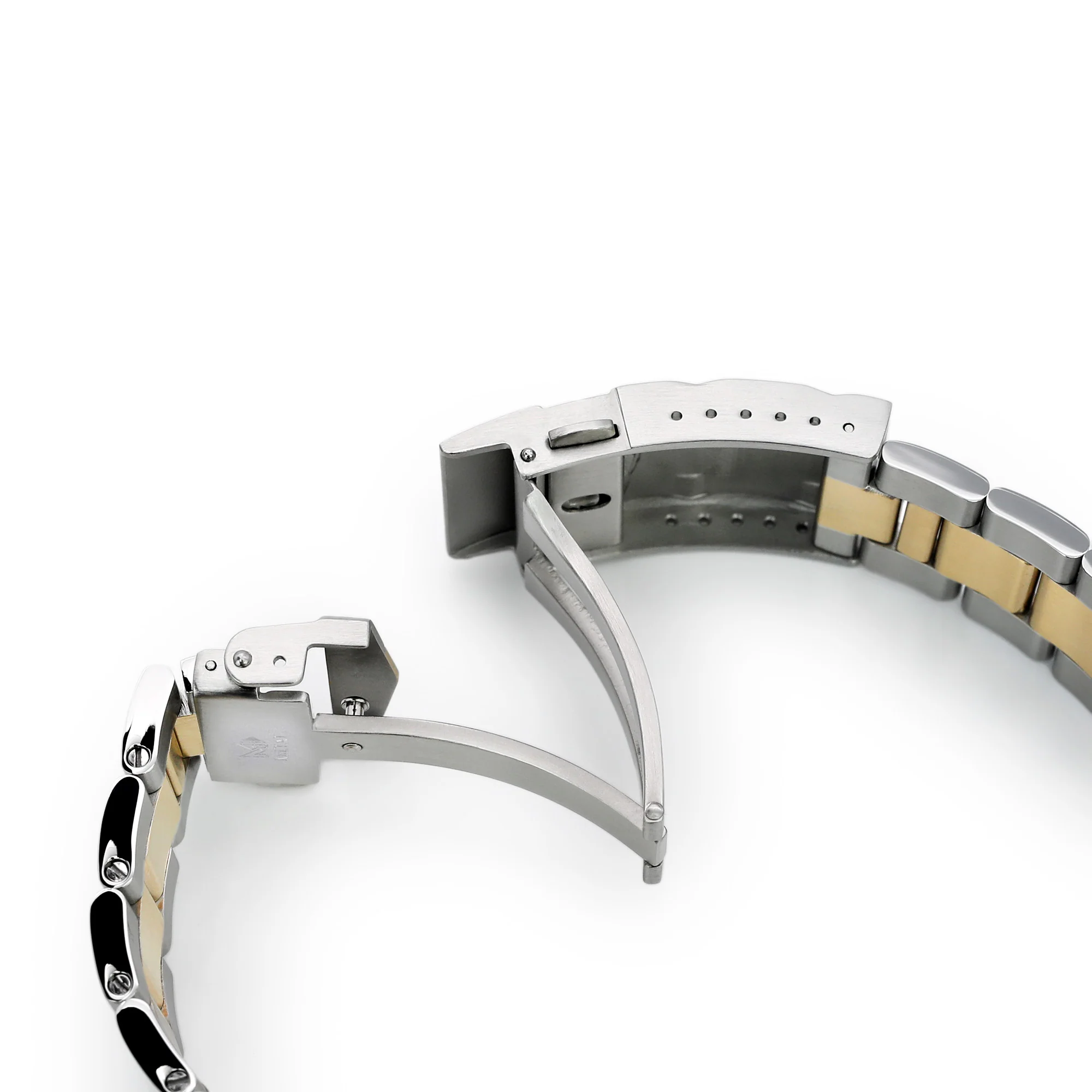 20mm Super-O Boyer Watch Band compatible with Seiko Alpinist SARB017, Two Tone IP Gold Solid SUB Clasp - Image 9