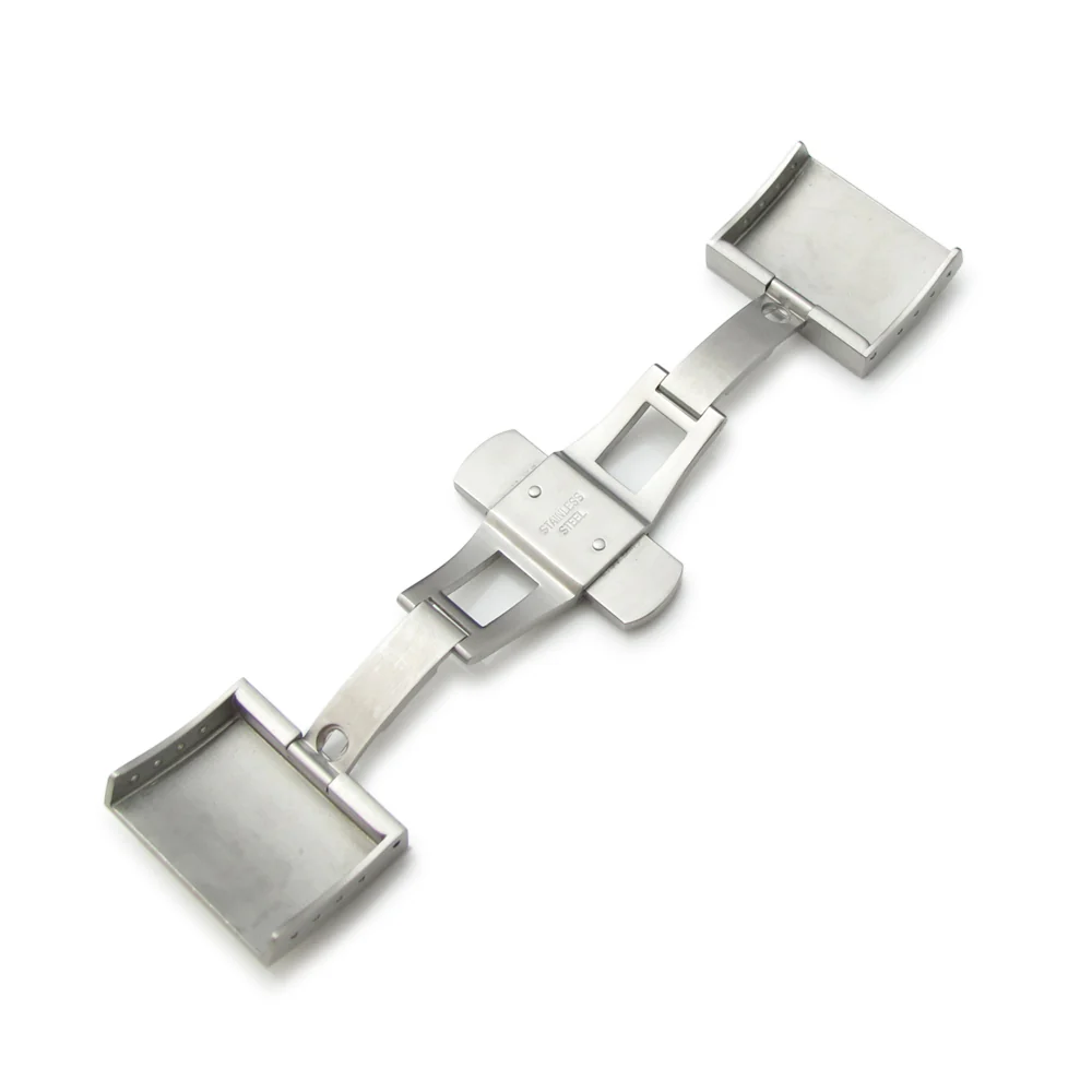 20mm or 22mm Double Fold Butterfly Dome Shape Lengthened Deployant Clasp / Buckle, Brushed - Image 3