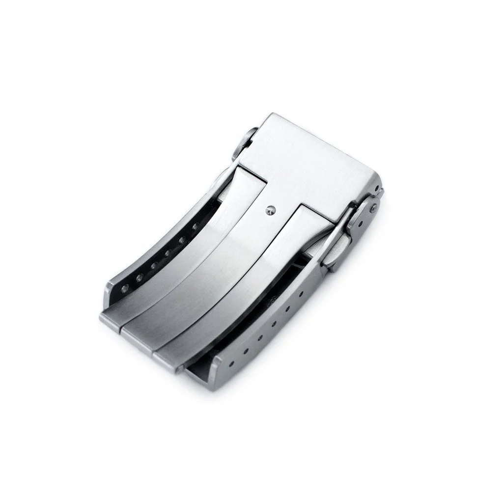 16mm or 18mm Solid 316L Stainless Steel Double Locks SUB Diver Clasp, Button Control, 2-tone IP Polished Gold - Image 6