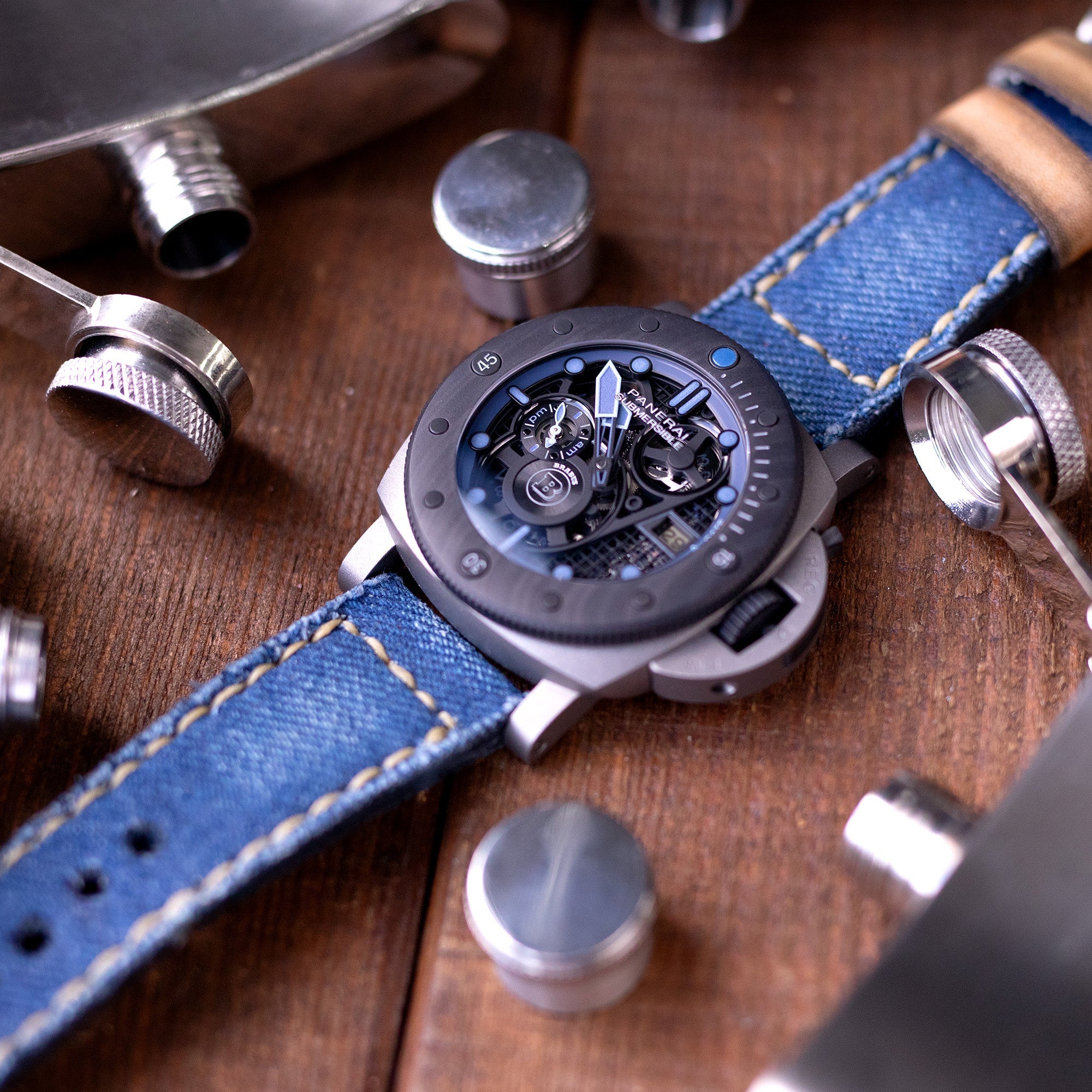 Gunny X MT Denim Blue Washed Canvas Watch Band, 24mm or 26mm - Image 3