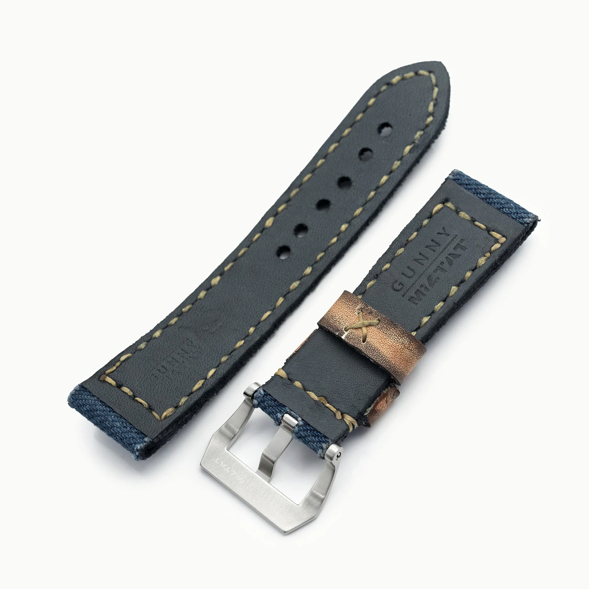 Gunny X MT Denim Blue Washed Canvas Watch Band, 24mm or 26mm - Image 7