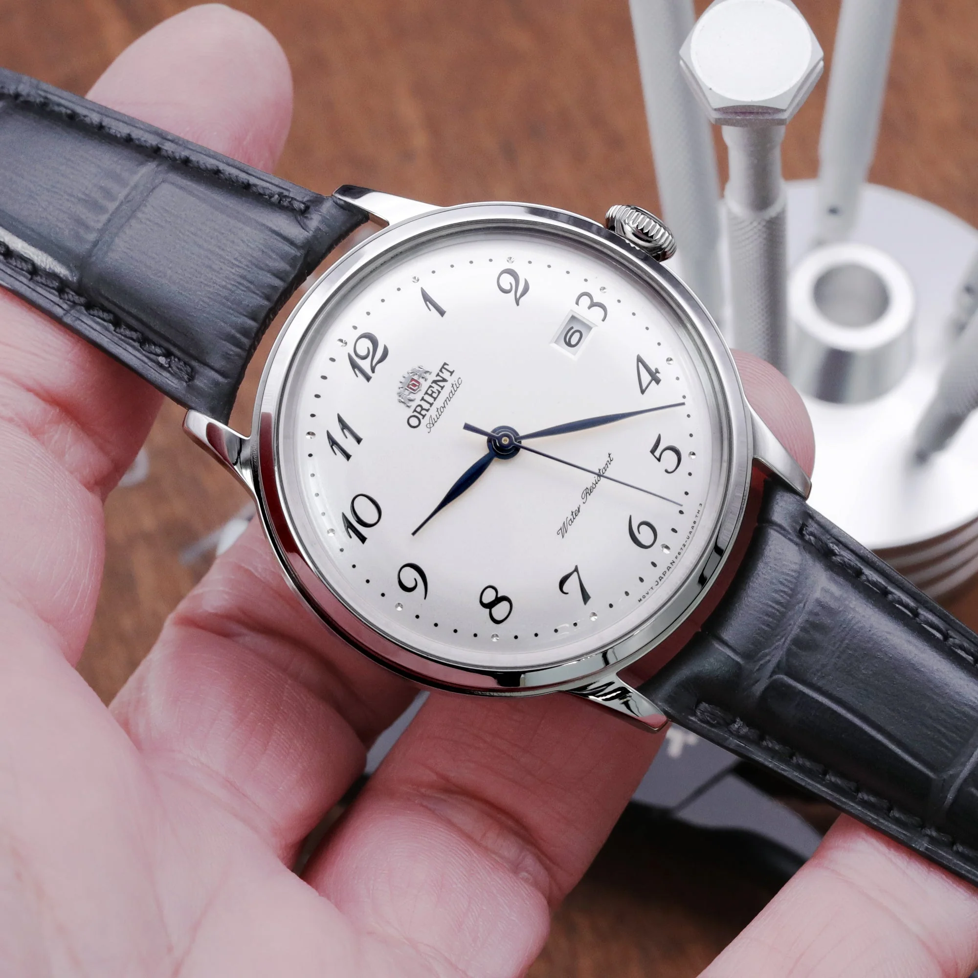 Q.R. 19mm or 21mm Black CrocoCalf (Croco Grain) Semi-Curved Watch Band - Image 4