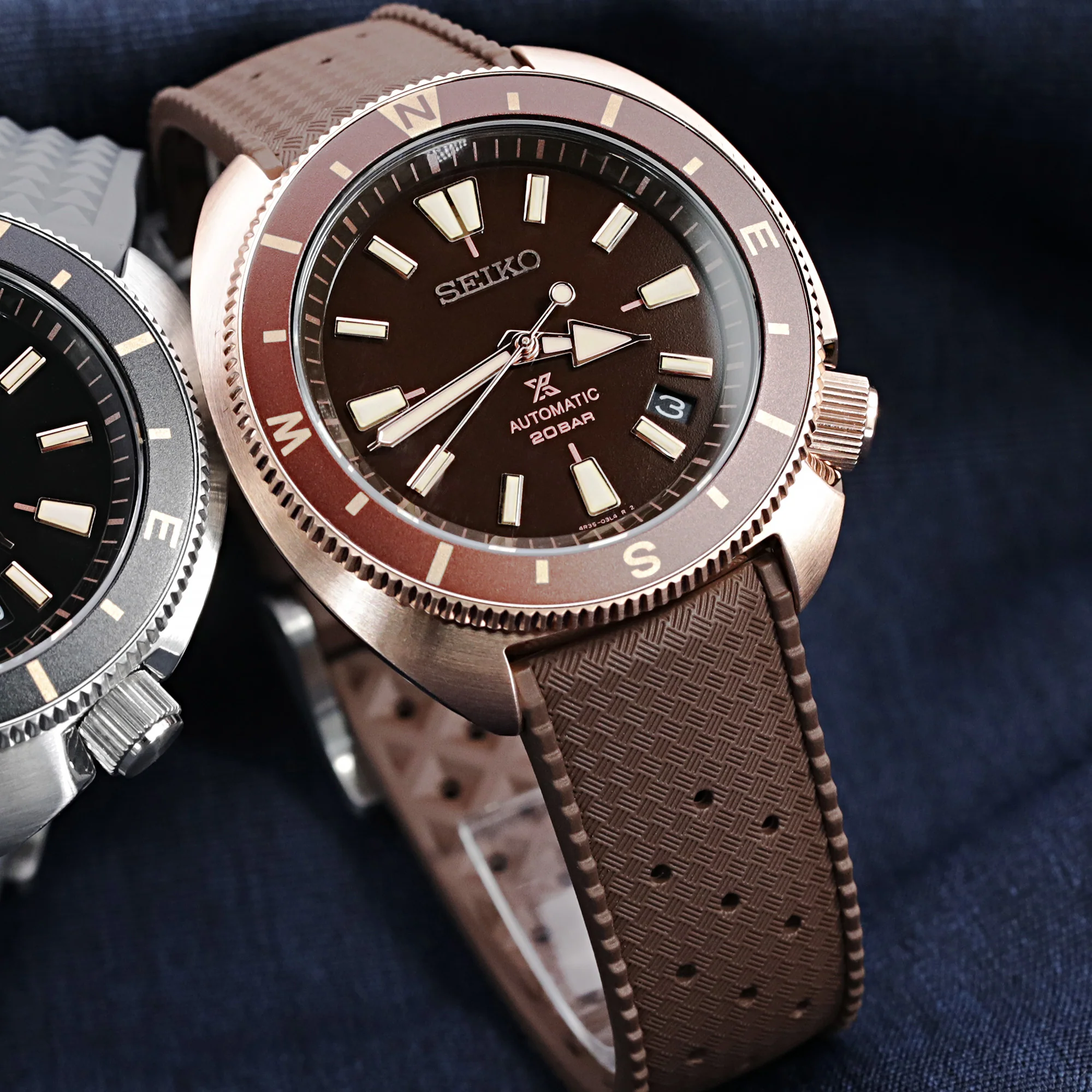 Quick Release Brown Tropical-Style Pro FKM rubber watch strap, 19mm - 23mm - Image 4