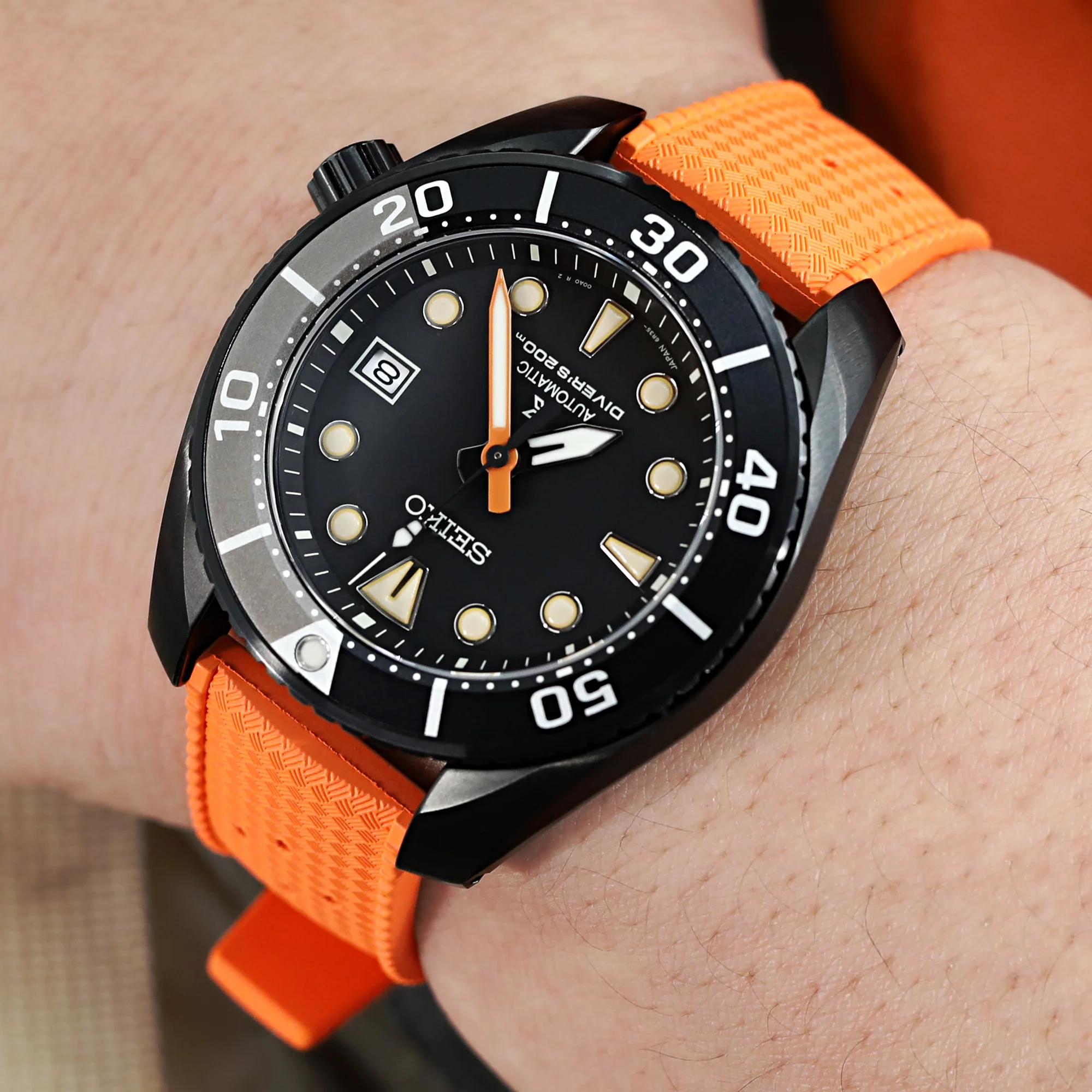 Quick Release Orange Tropical-Style Pro FKM rubber watch strap, 20mm or 22mm - Image 3