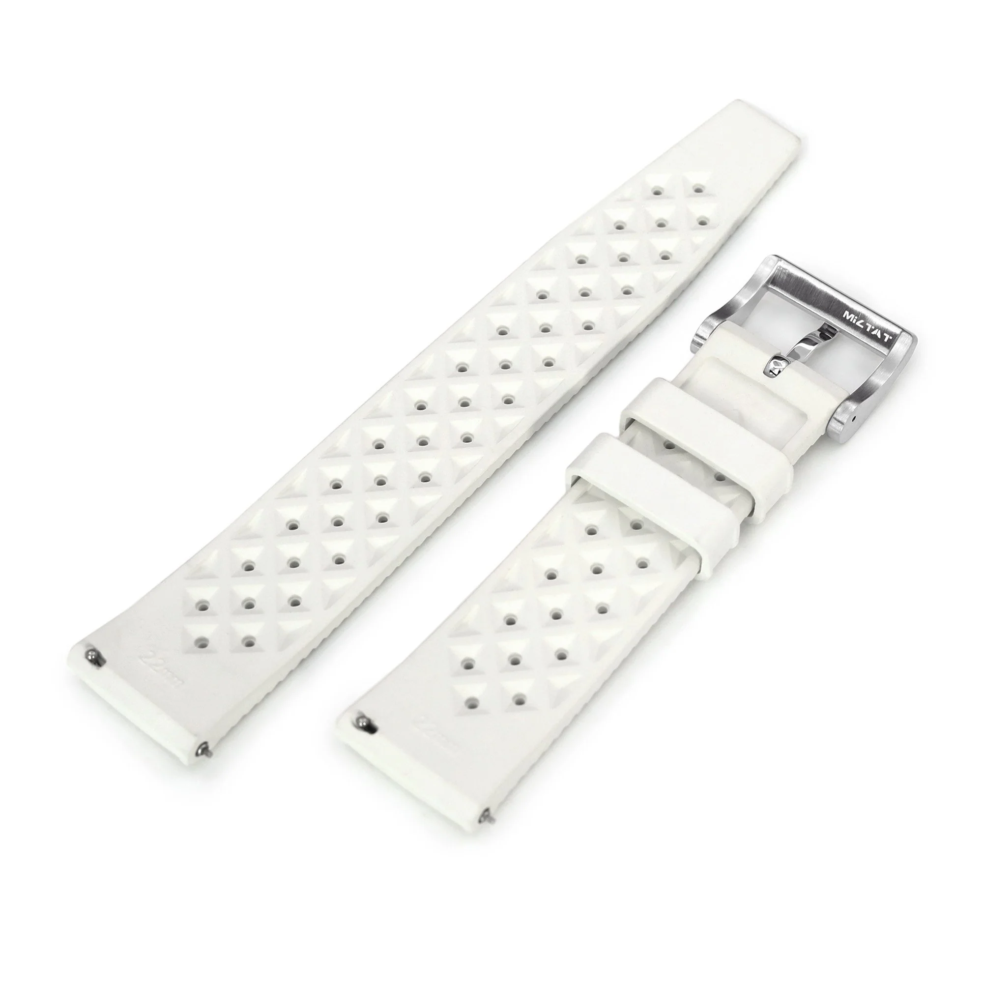 White Tropical-Style Pro FKM Rubber Quick Release Strap 19mm to 22mm - Image 7
