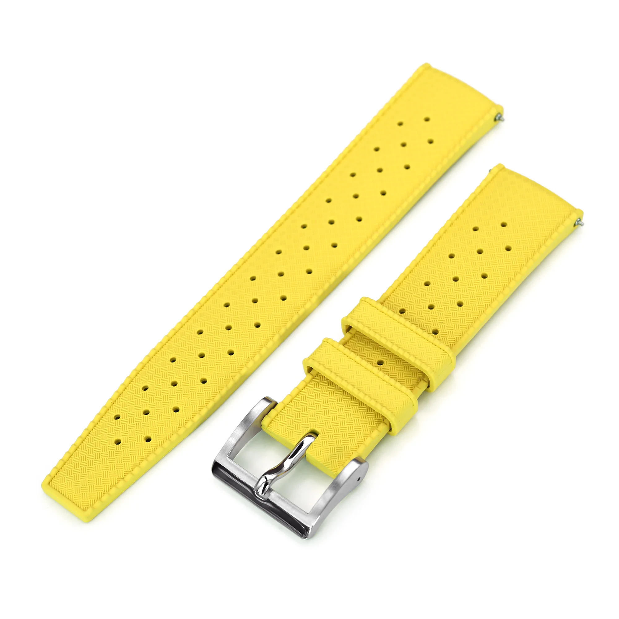 Quick Release Yellow Tropical-Style Pro FKM rubber watch strap, 19mm, 20mm or 22mm - Image 4