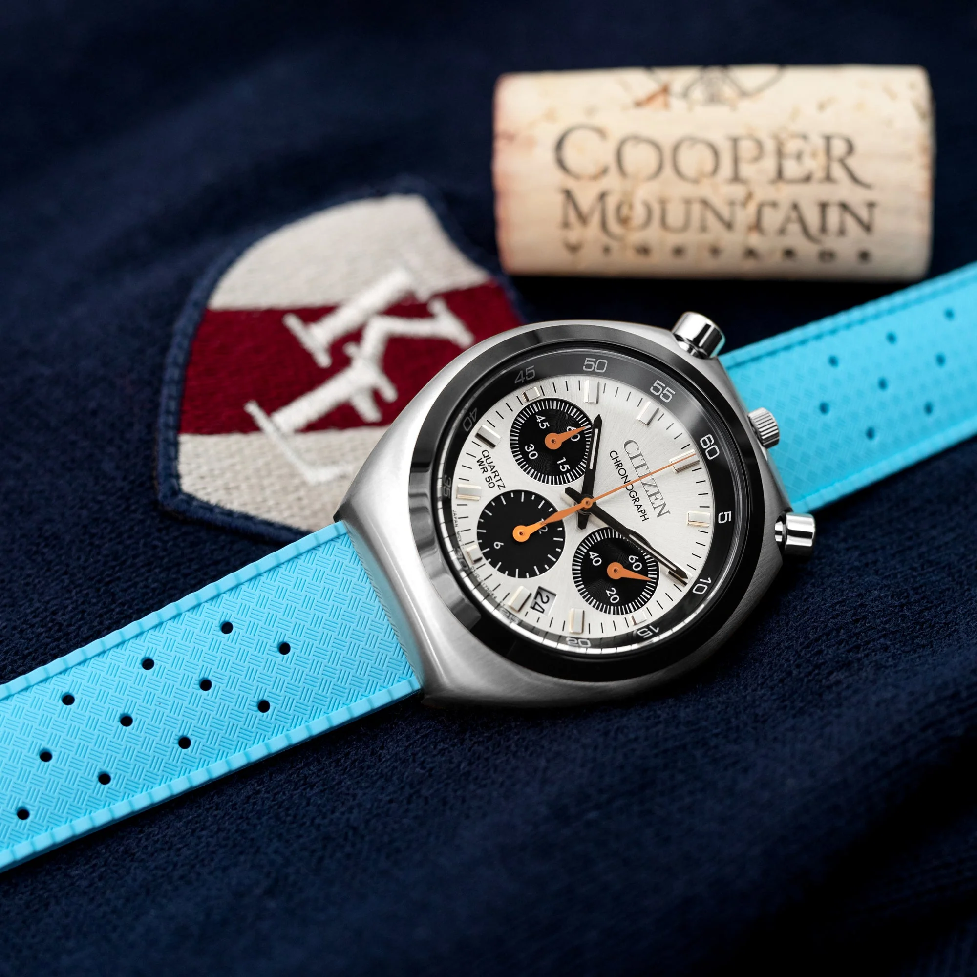 Quick Release Sky Blue Tropical-Style Pro FKM rubber watch strap, 18mm - 22mm - Image 3