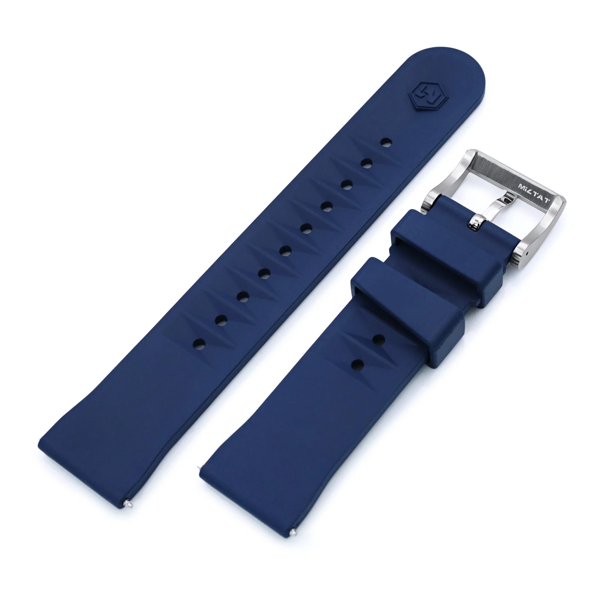 Chaffle Navy Blue FKM Rubber Waffle Watch Band 19mm 22mm - Image 7