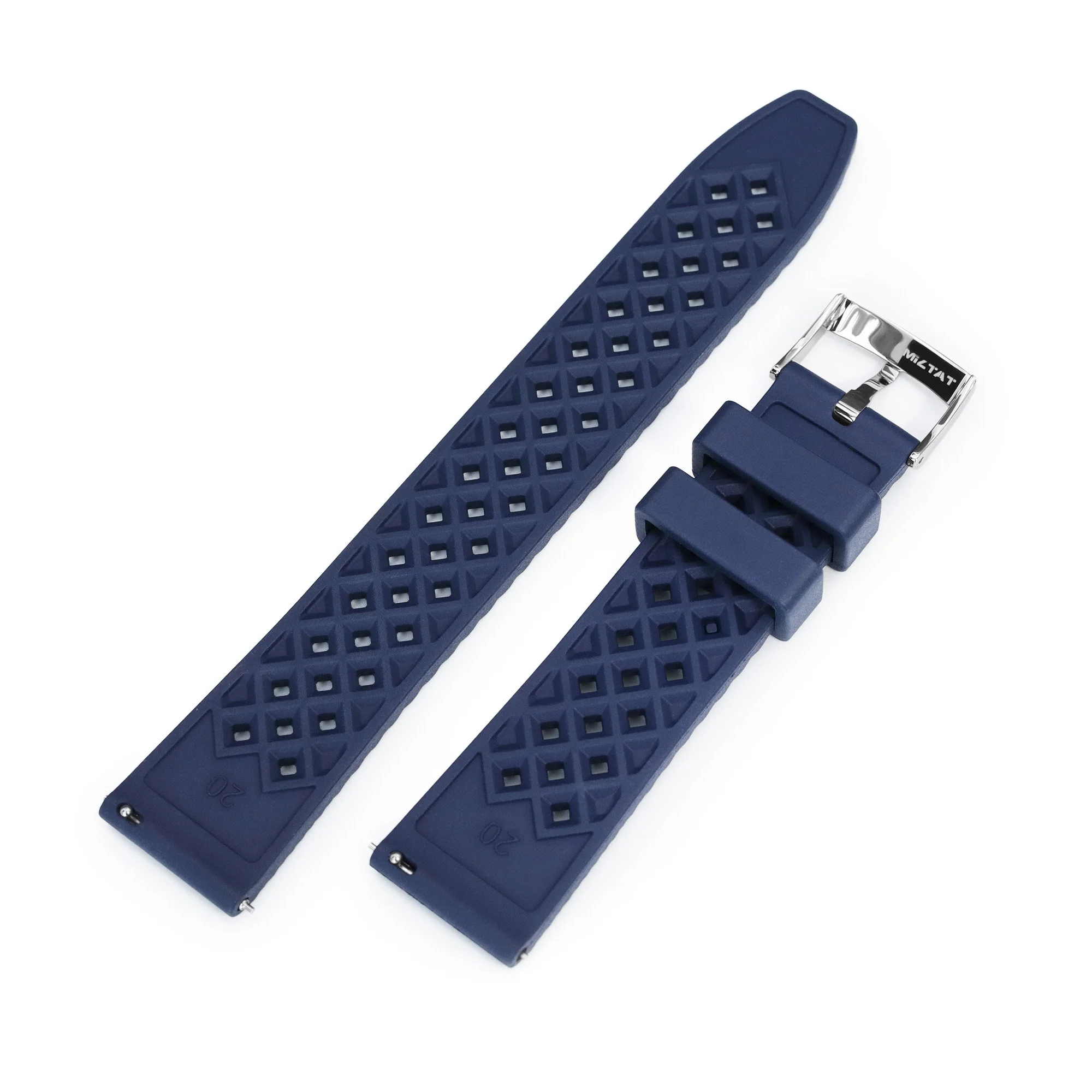 Rhombus Blue FKM Quick Release rubber watch strap, 20mm - Image 4