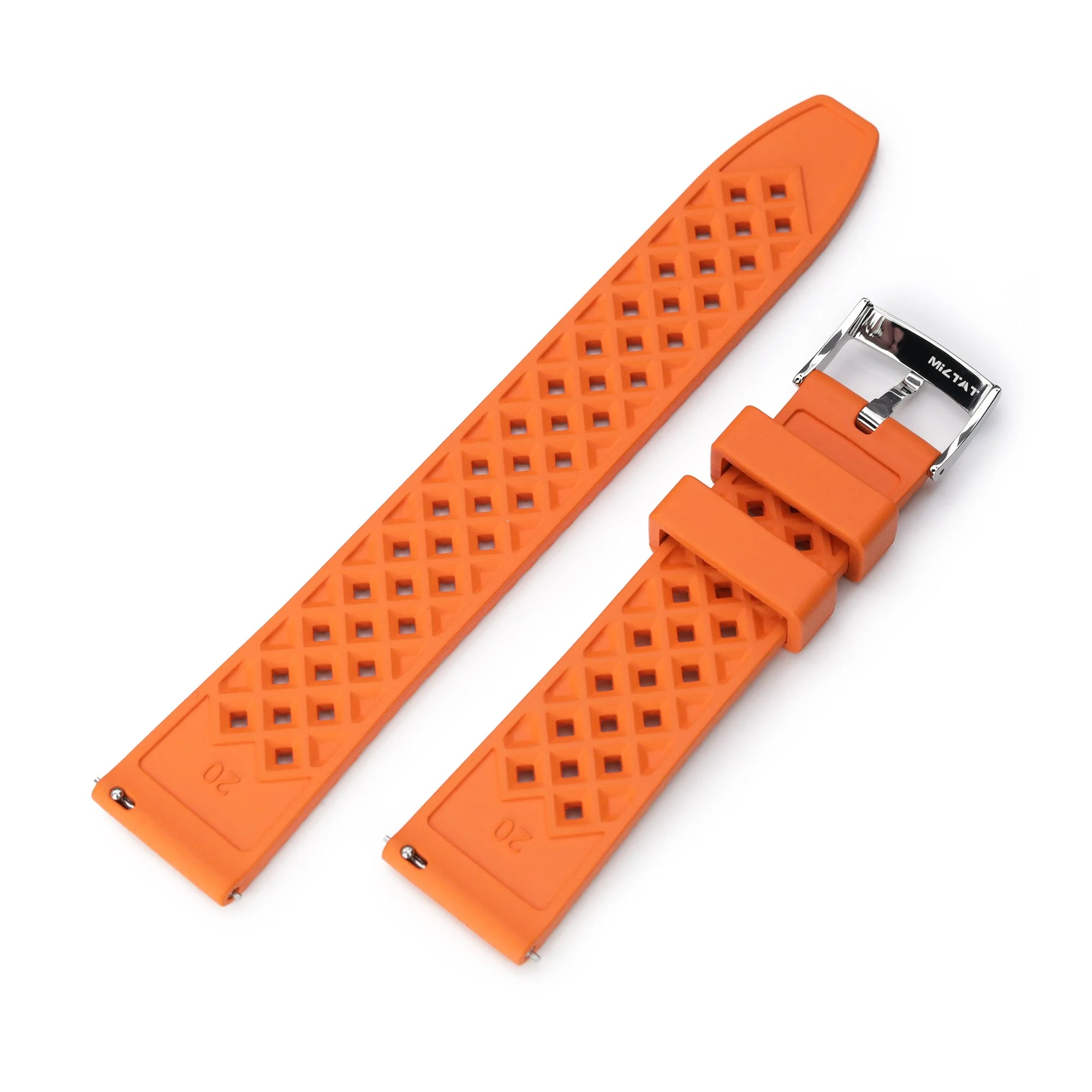 Rhombus Orange FKM Quick Release rubber watch strap, 20mm - Image 5