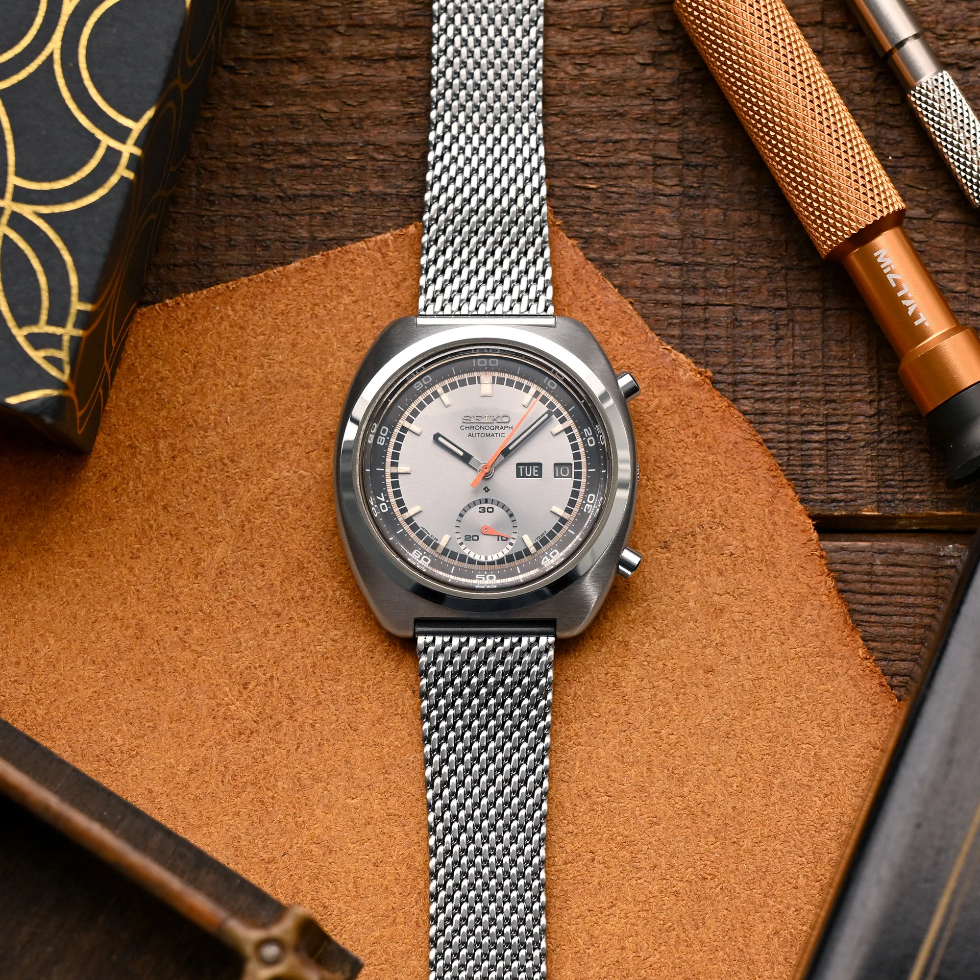 Quick Release Tapered Milanese Mesh Watch Band, 18mm, 19mm, 20mm, 21mm or 22mm, Brushed - Image 4