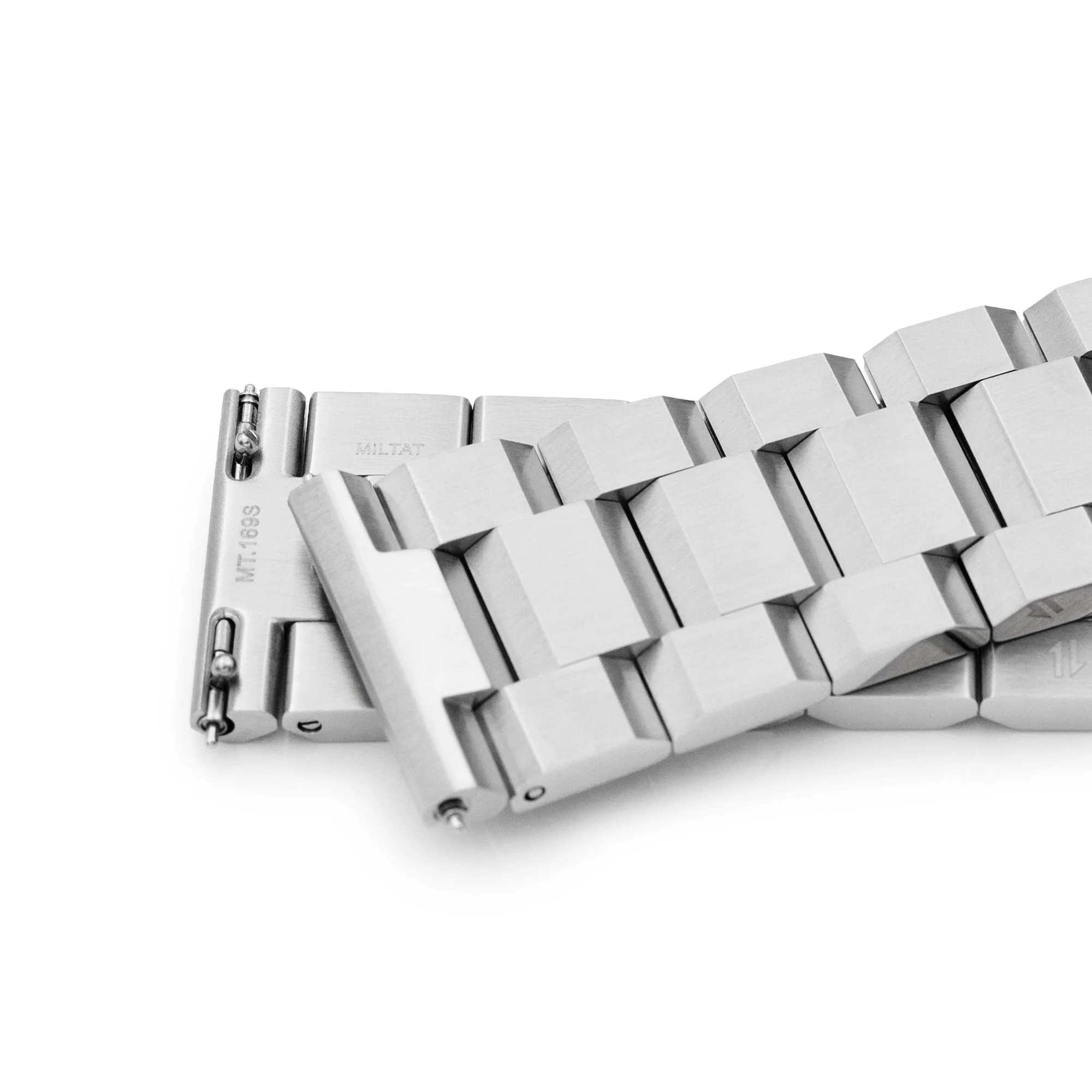 24mm Hexad (Pull-Twist) QR Watch Band Straight End Quick Release, 316L Stainless Steel Brushed V-Clasp - Image 7
