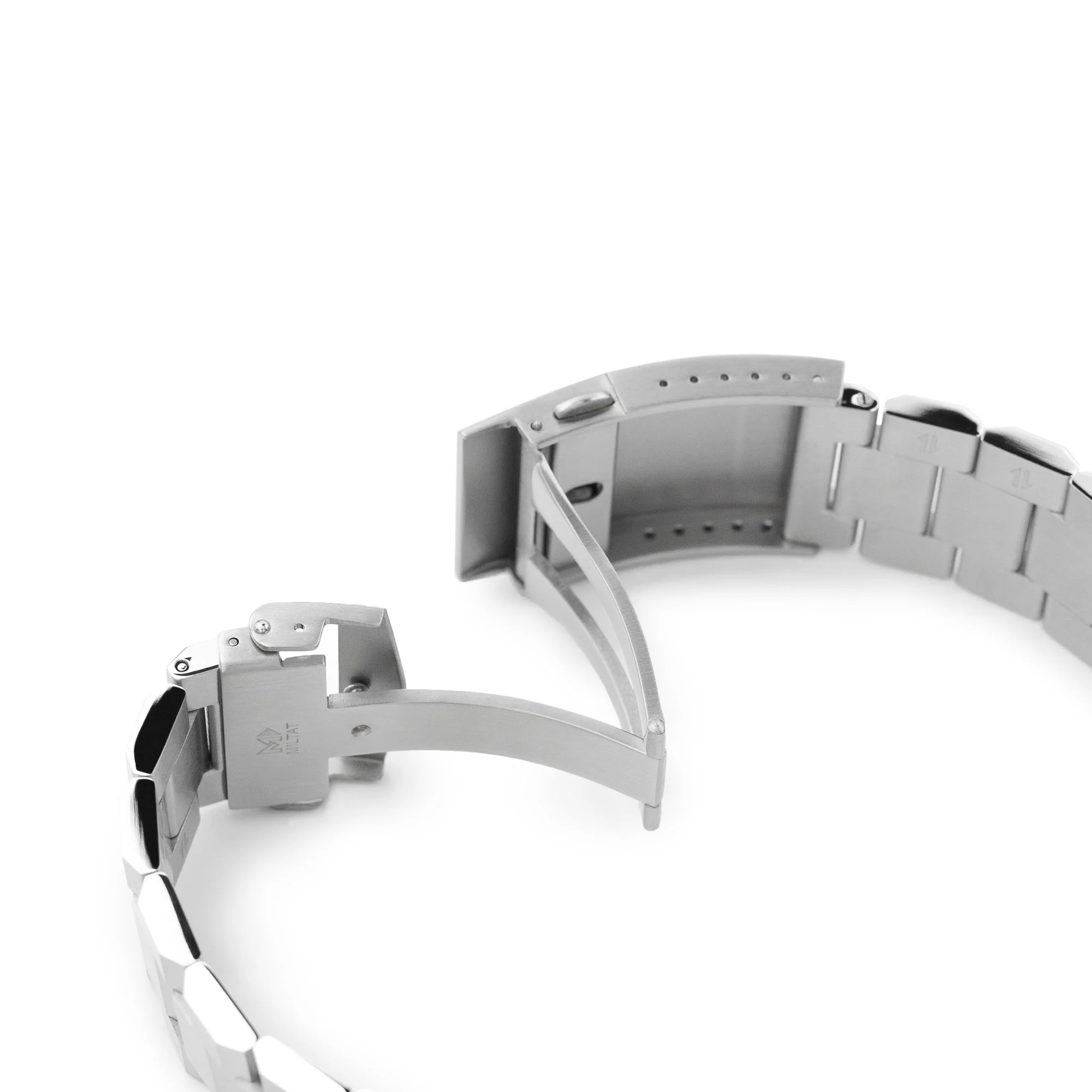 24mm Hexad (Pull-Twist) QR Watch Band Straight End Quick Release, 316L Stainless Steel Brushed V-Clasp - Image 8