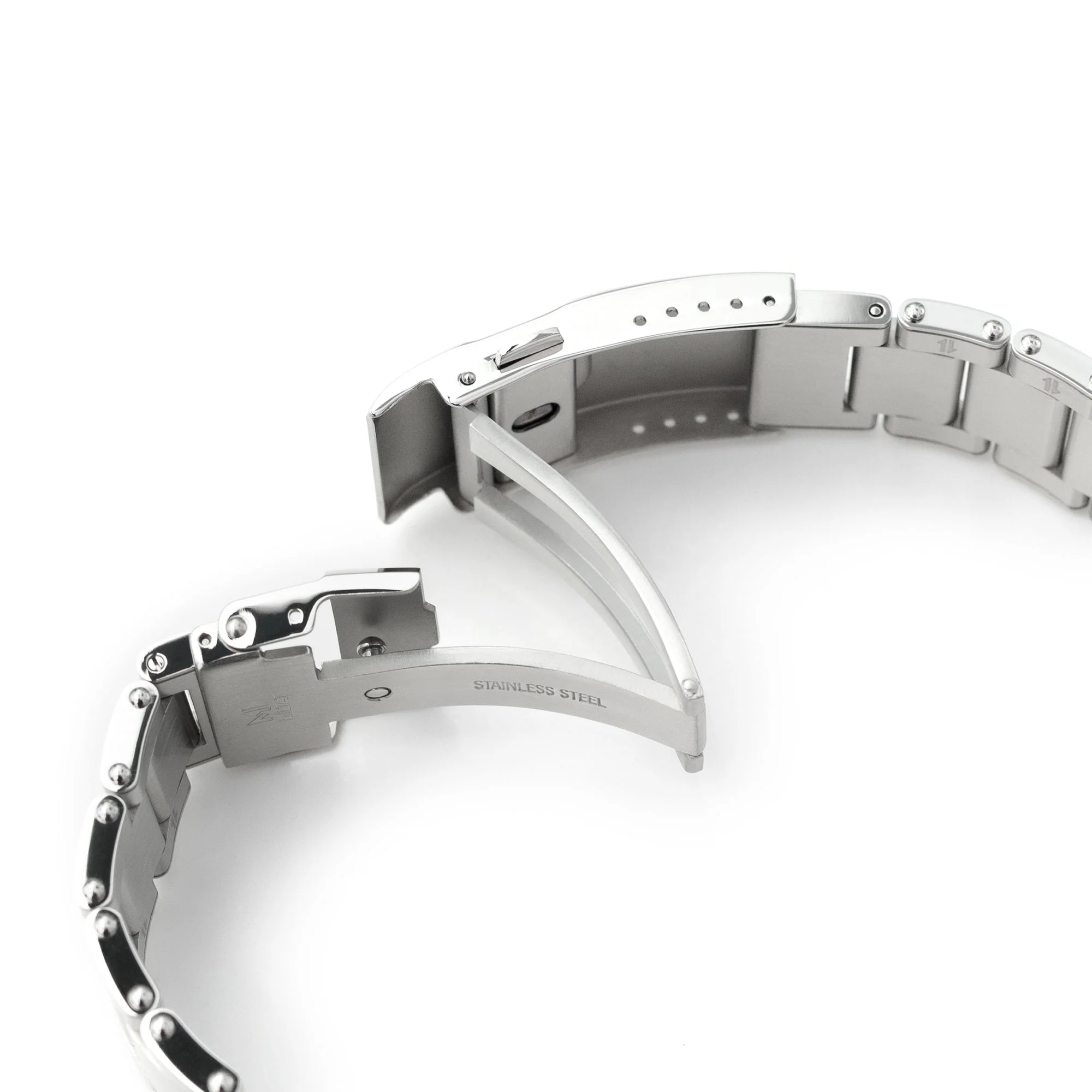 20mm or 22mm Metabind II (Pull-Twist) QR Watch Band Straight End Quick Release, 316L Stainless Steel Brushed Baton Diver Clasp - Image 10