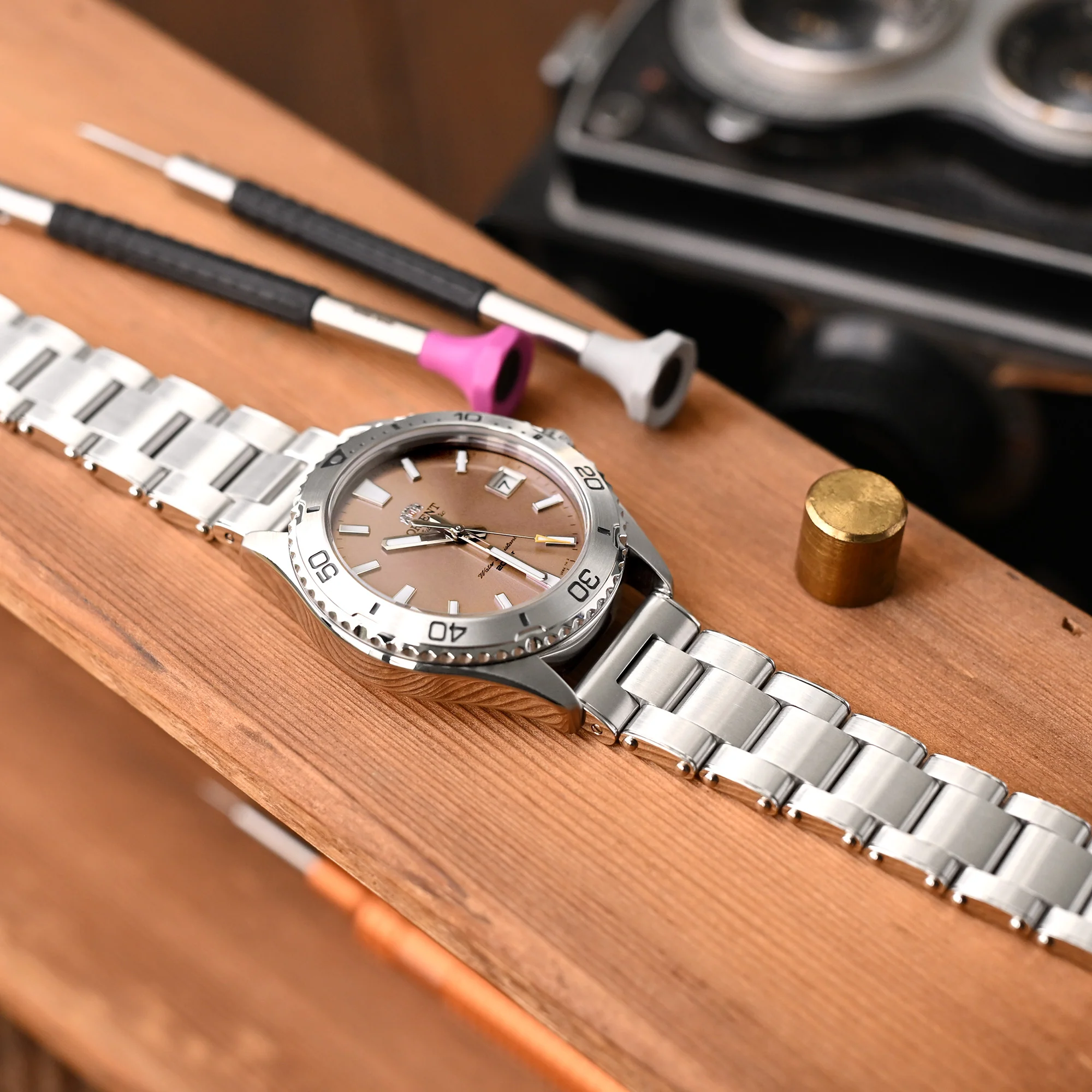 20mm or 22mm Metabind II (Pull-Twist) QR Watch Band Straight End Quick Release, 316L Stainless Steel Brushed Baton Diver Clasp - Image 7