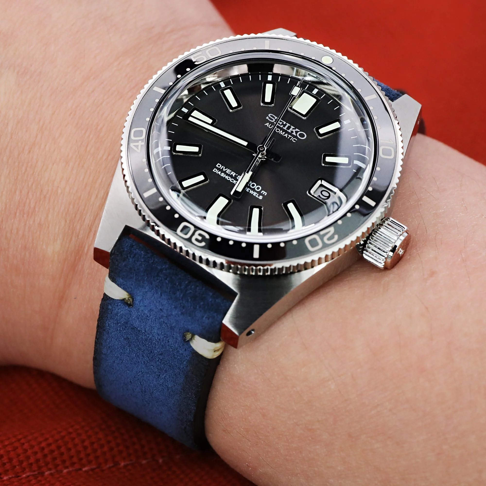 Navy Blue Nubuck Leather Quick Release Strap 19mm to 22mm - Image 4