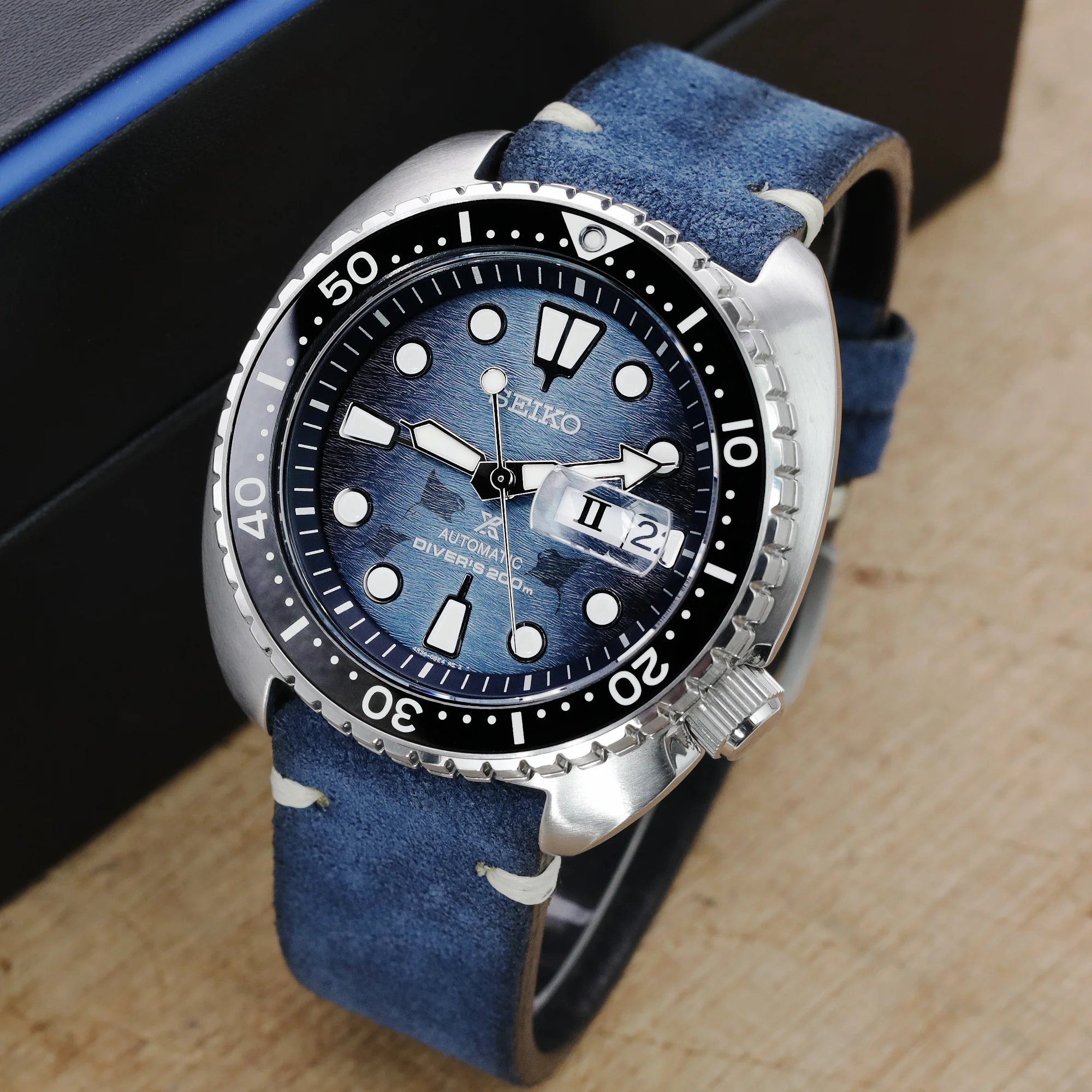 Navy Blue Nubuck Leather Quick Release Strap 19mm to 22mm - Image 5