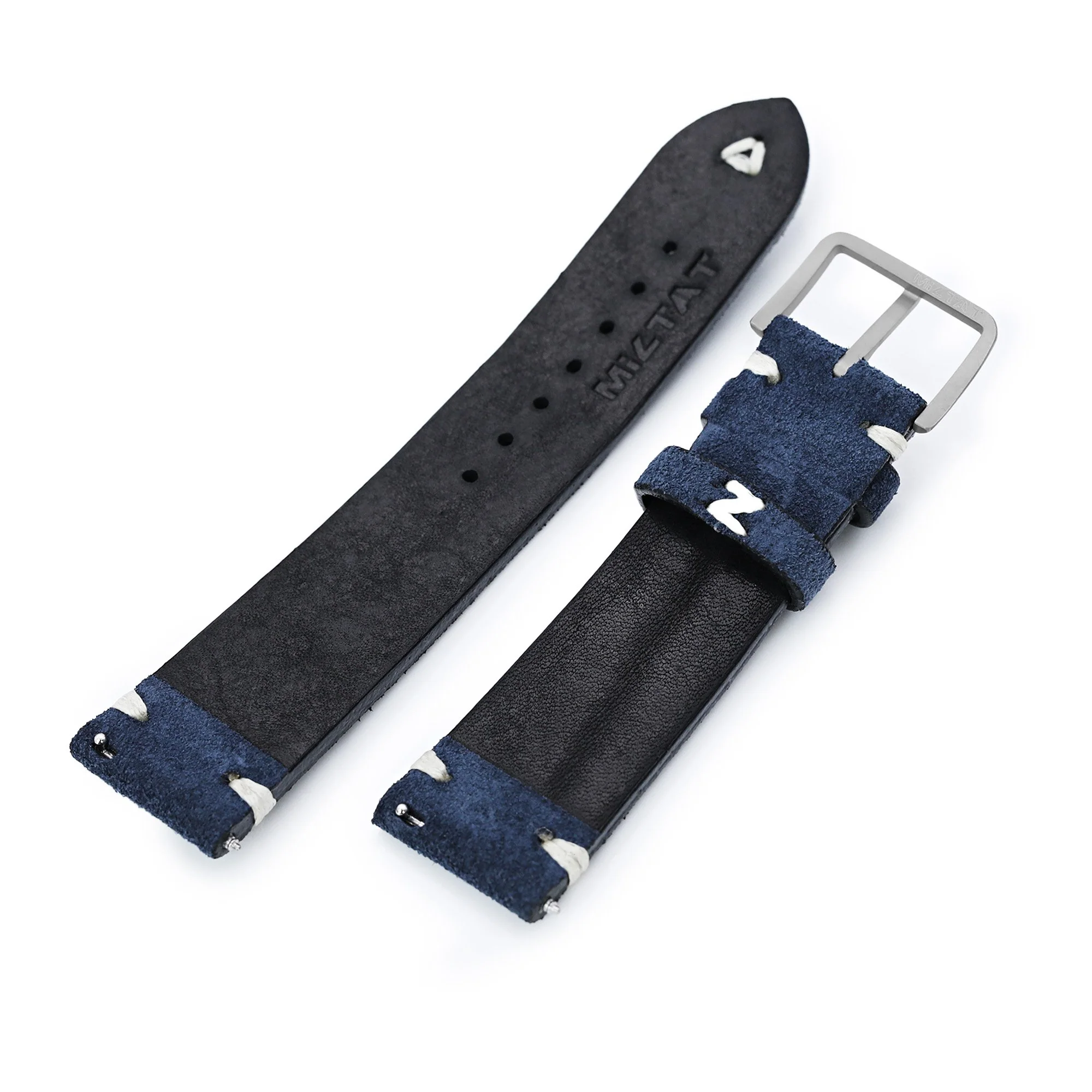 Navy Blue Nubuck Leather Quick Release Strap 19mm to 22mm - Image 6