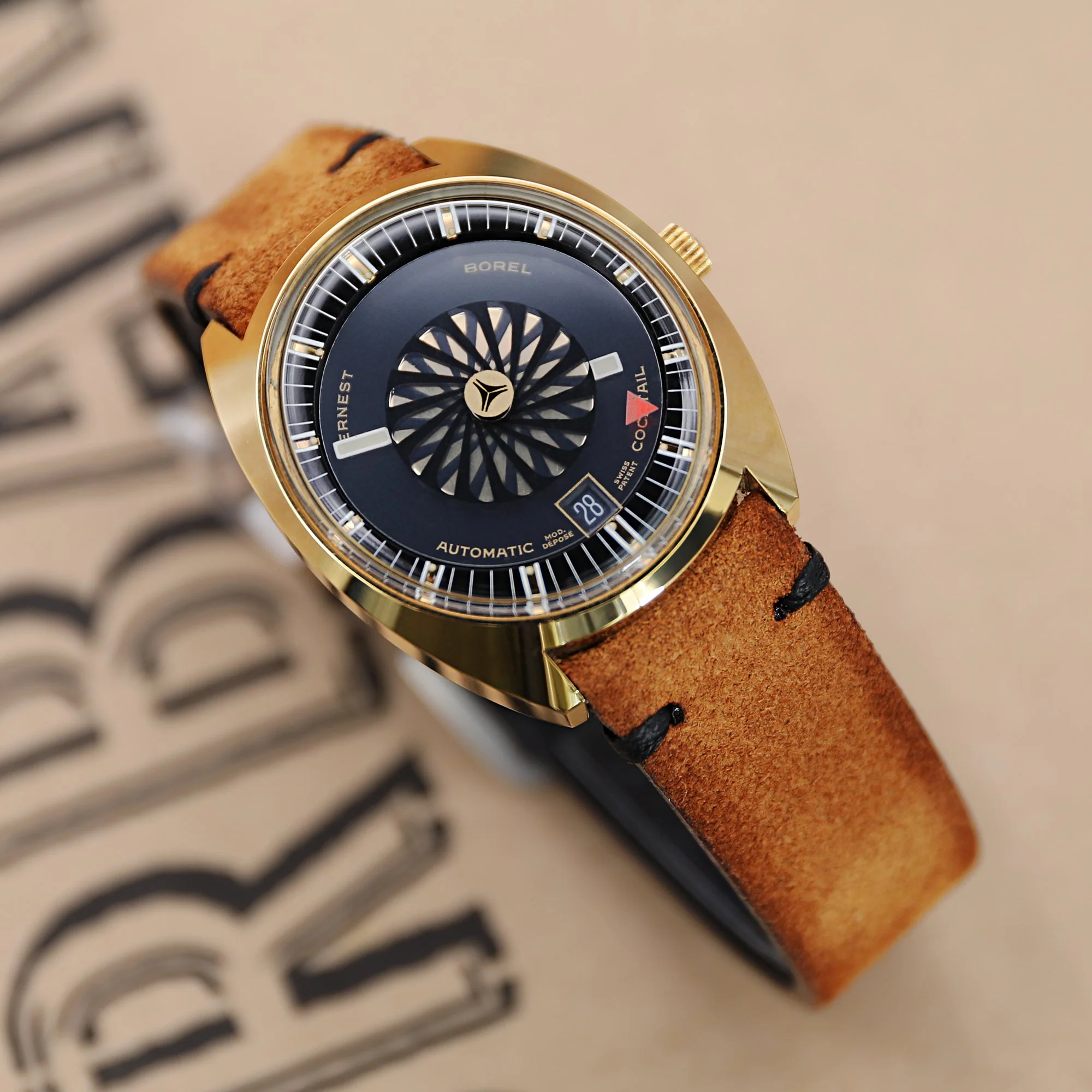 Camel Brown 19mm, 20mm, 21mm, 22mm MiLTAT Quick Release Nubuck Leather Watch Strap, Black Stitching, Sandblasted - Image 3