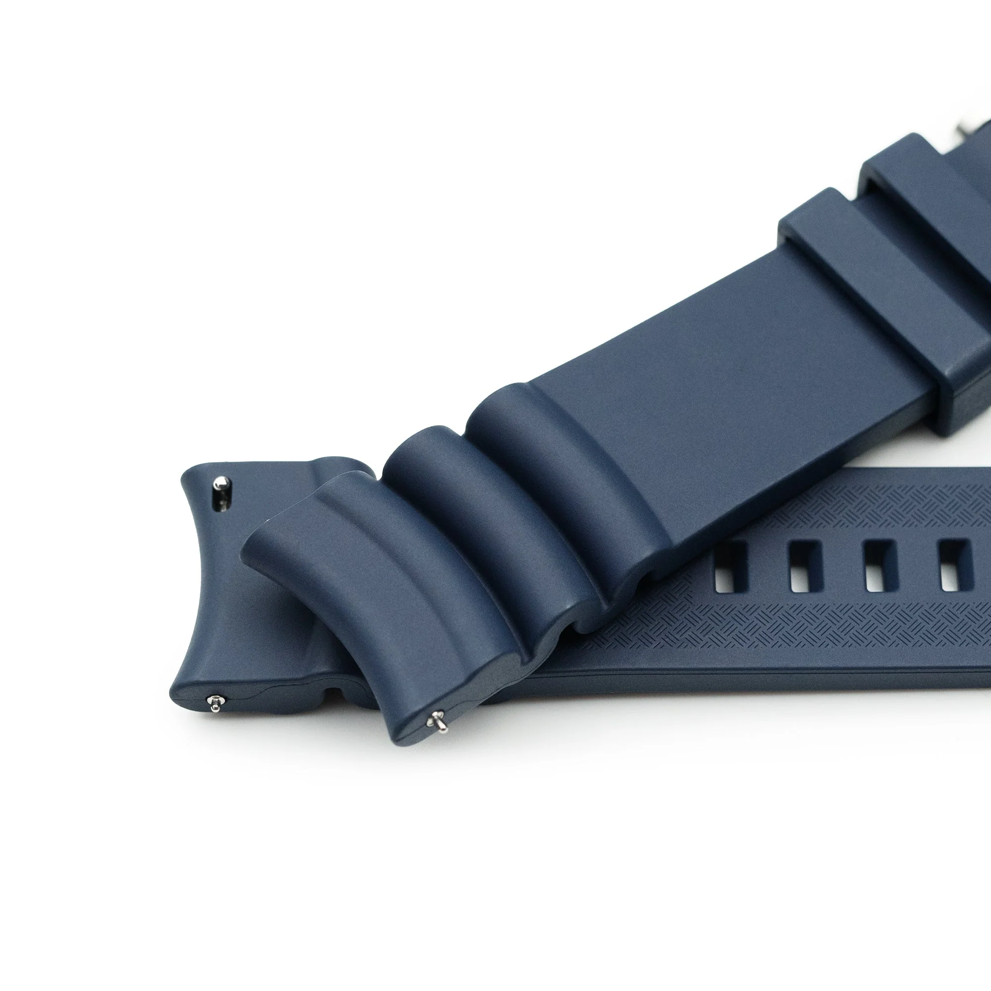 Q.R. Firewave Resilient Curved End FKM rubber Watch Strap, Navy Blue 22mm - Image 5