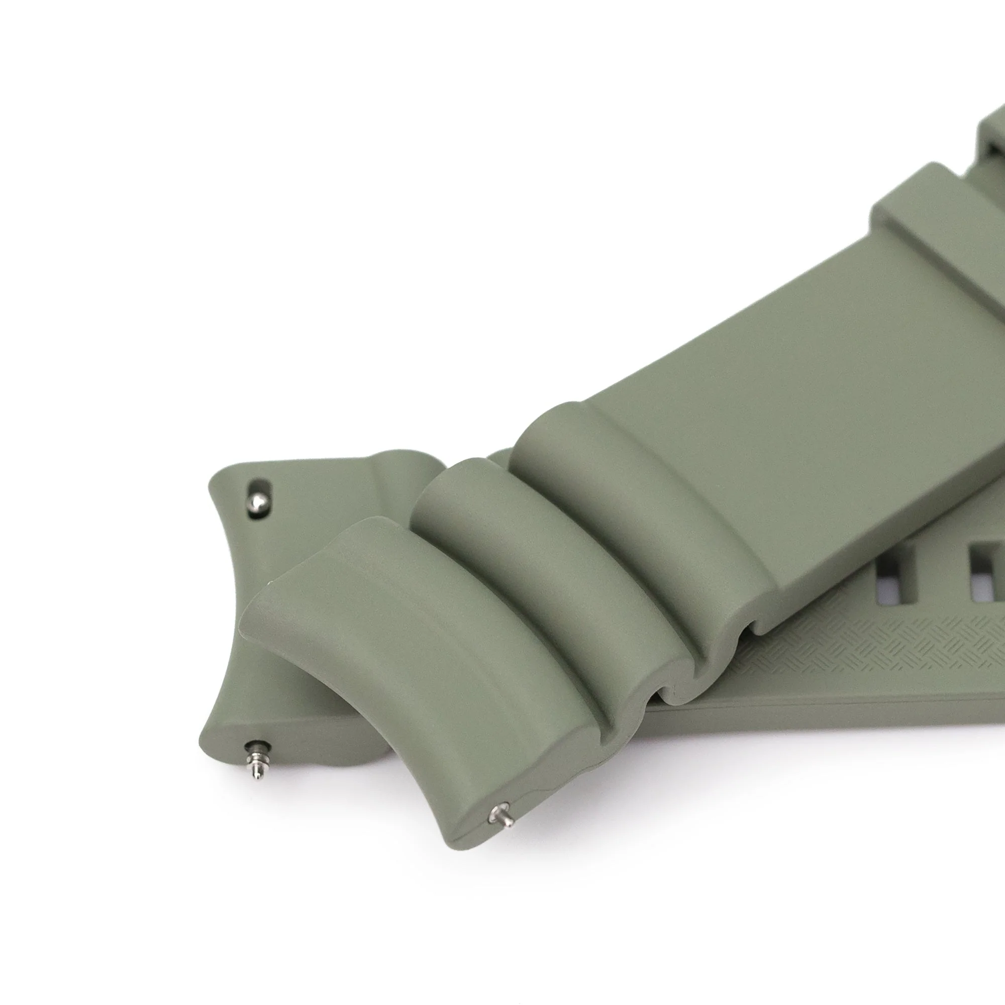 Q.R. Firewave Resilient Curved End FKM rubber Watch Strap, Ash Green 22mm - Image 7