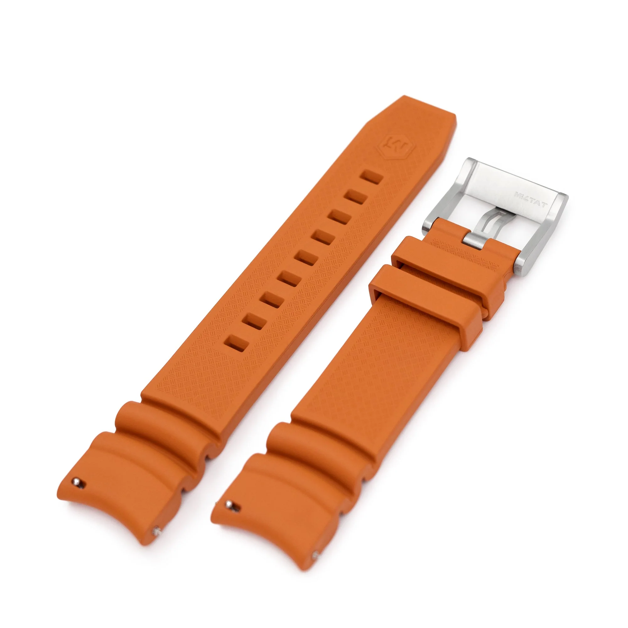 Q.R. Firewave Resilient Curved End FKM rubber Watch Strap, Burnt Orange 22mm - Image 6